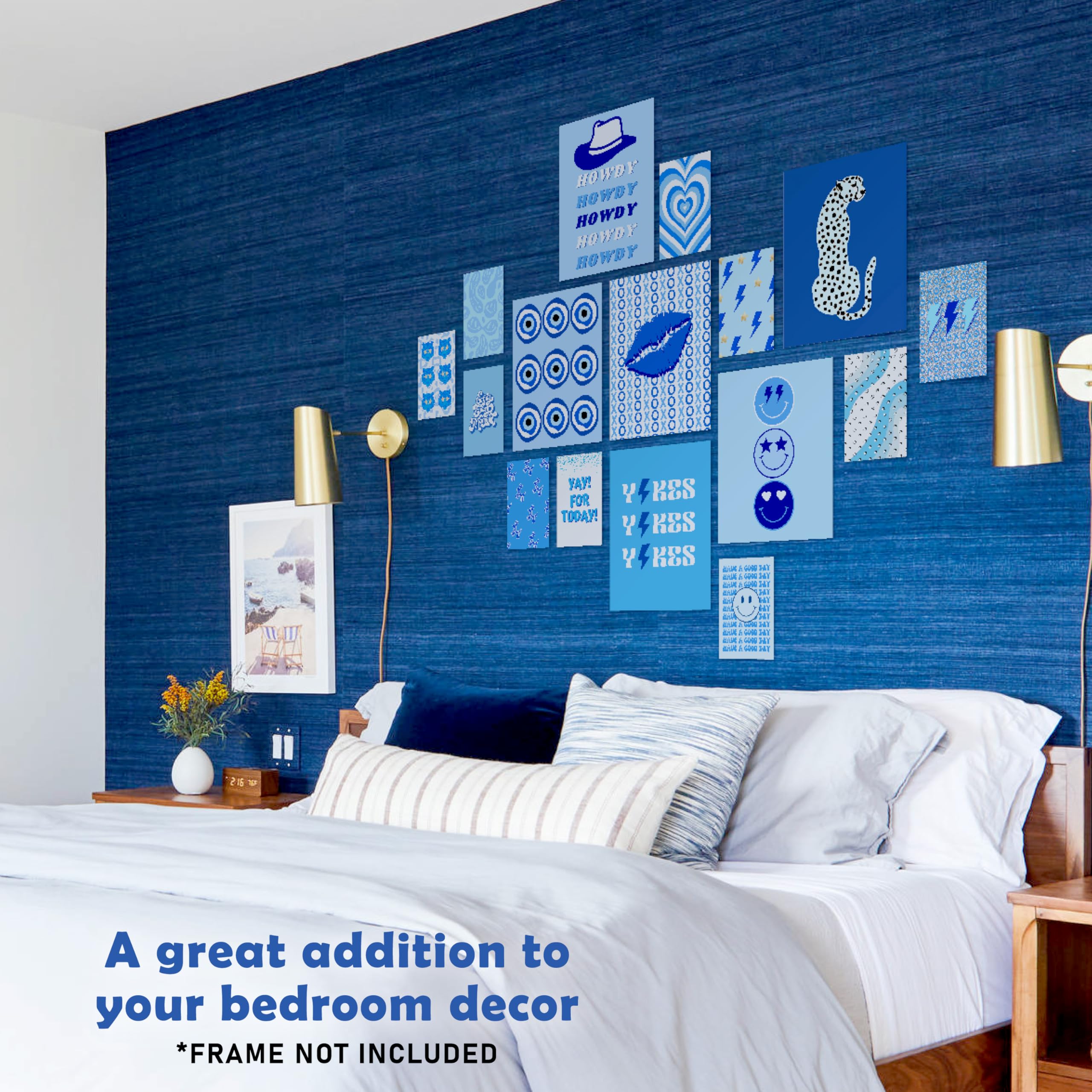 97 Decor Blue Preppy Room Decor - Preppy Blue Posters for Room Aesthetic Stuff  Preppy Light Blue Wall Decor Bedroom  Blue Wall Art Prints  Blue Photos Pictures for Teen Girls Dorm (8x10 UNFRAMED)