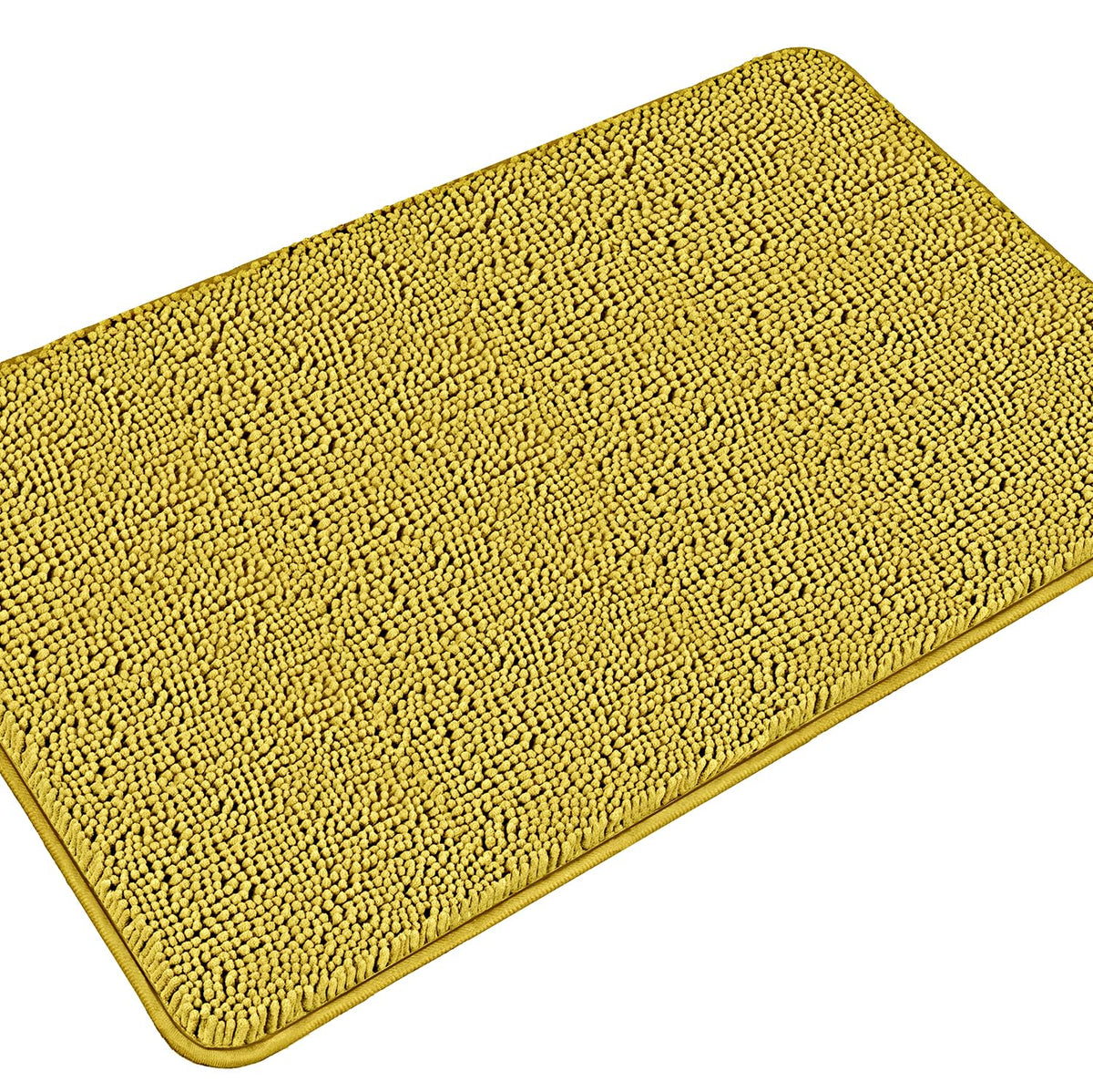 Pureswan Mustard Bathroom Rugs - Absorbent And Washable Bath Mat, Non-Slip, Thick Soft Chenille Bath Rugs For Bathroom Floor, Sh