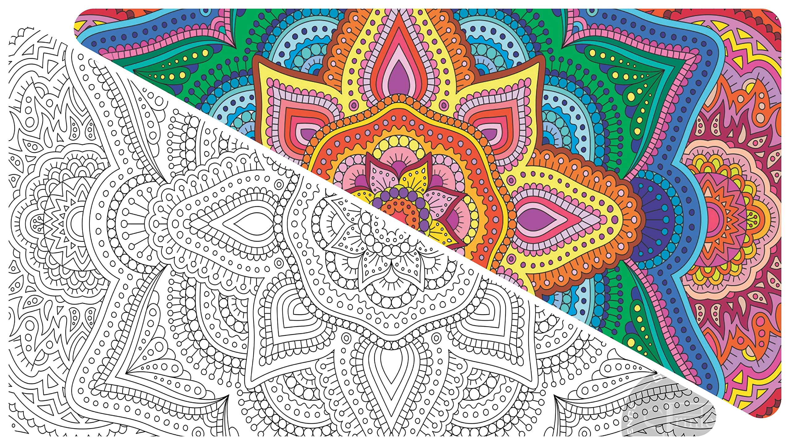SJPRINTER Giant Coloring Poster - Floral Mandala, 30"x42" - Ideal for Kids, Adults, Care Facilities & Family Activities