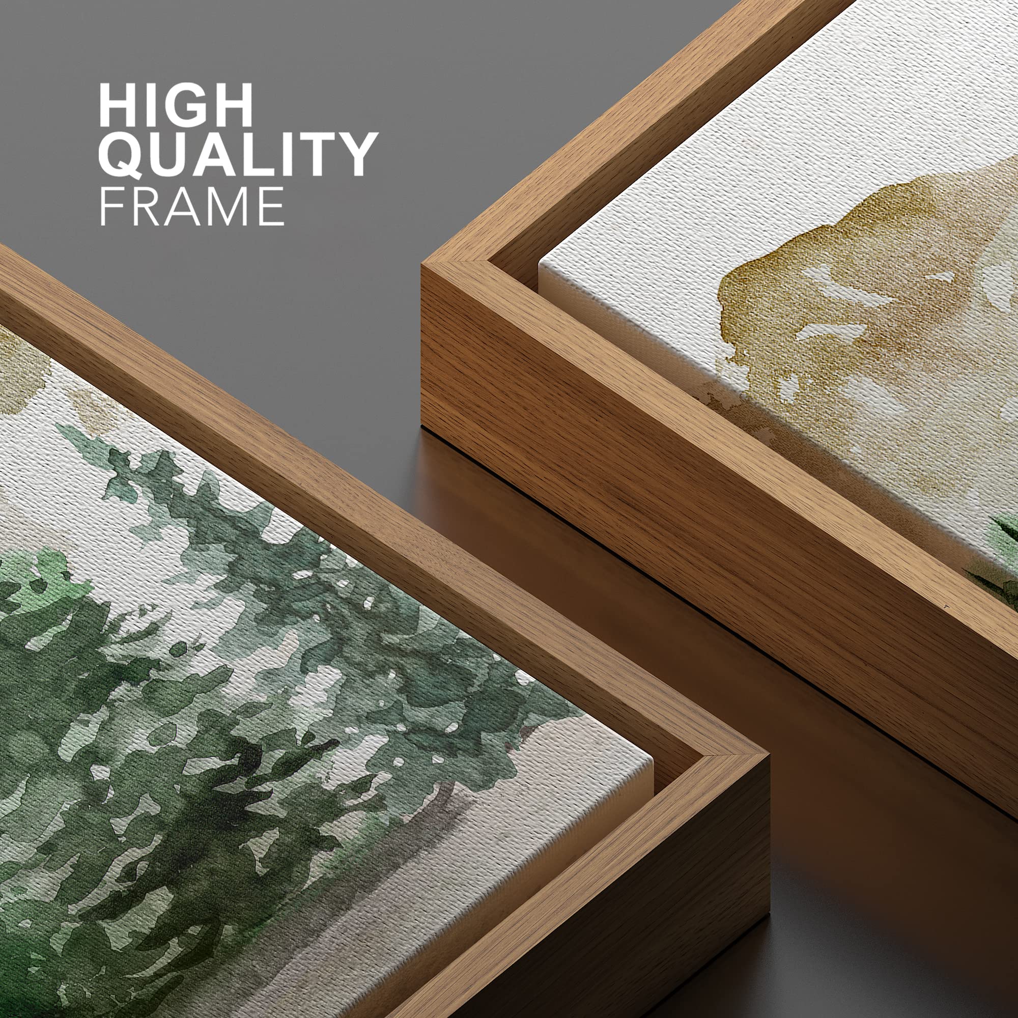Signwin Framed Canvas Print Wall Art Woodland Nursery Decor Duotone Orange Green Mountain Pine Forest Nature Illustrations Moder