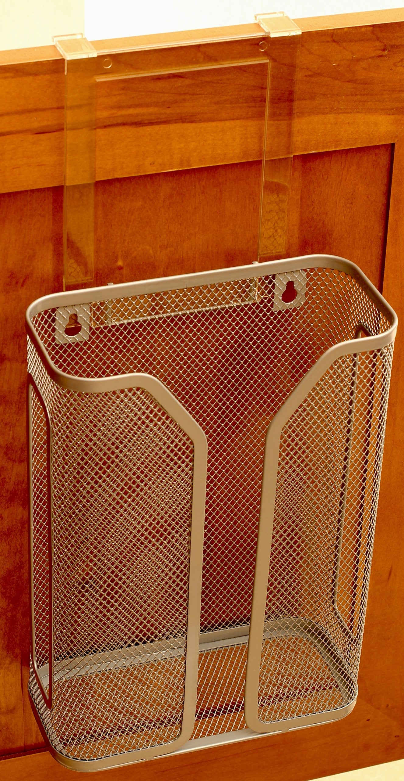 Deco Brothers Over The Cabinet Door Grocery Bag Holder, Silver