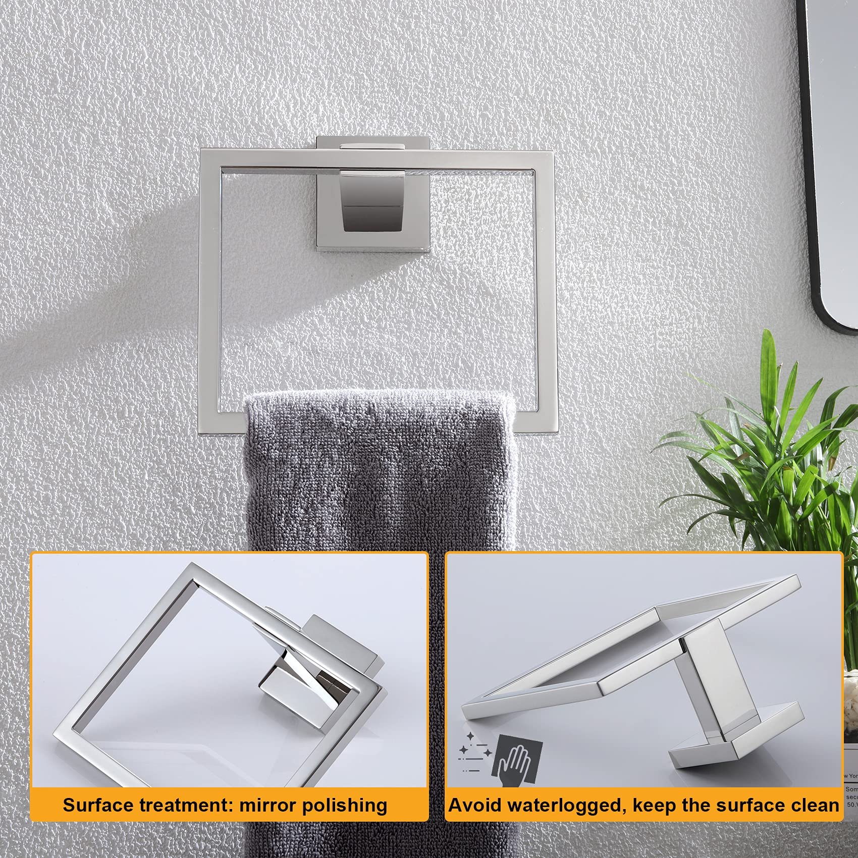 Kokosiri Bathroom Towel Holder Bath Towel Ring Towel Hanger Towel Rack Wall Mounted Stainless Steel Mordern Style, Polished Chro