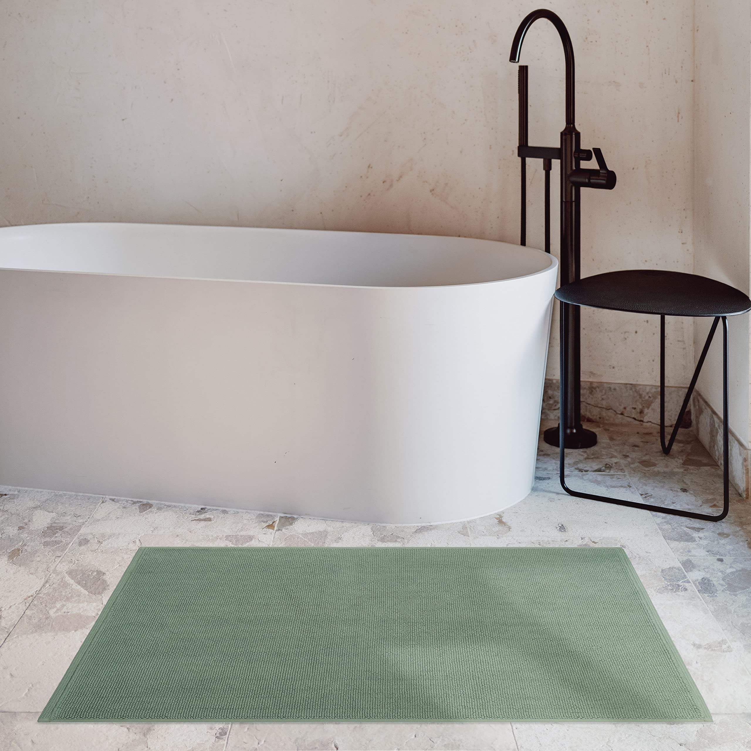 Cotton Paradise Bath Rug for Bathroom  17x24 inch 100% Cotton Non Slip Bath Mat Rug  Soft Absorbent Machine Washable  Sage Green Bath Rug