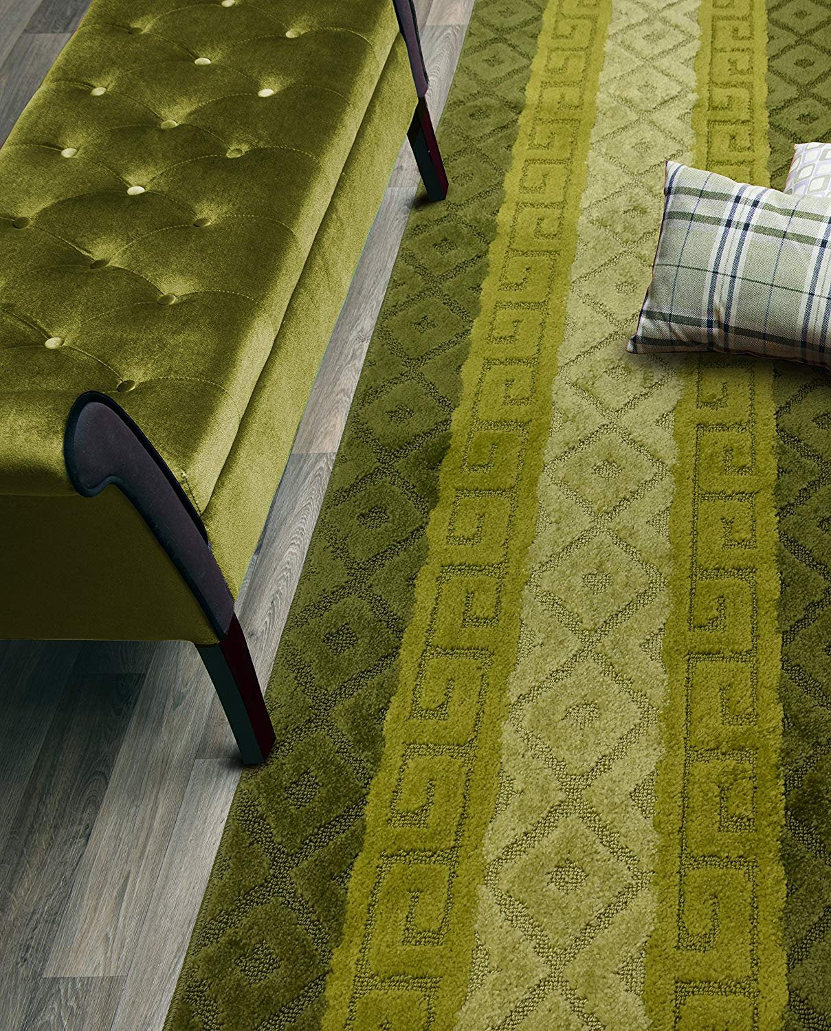 ORFA HOME Custom Size Hallway Runner Rug, Slip Resistant, 26 Inch Wide X Your Choice of Length, Meander Green, 26 Inch X 9 feet