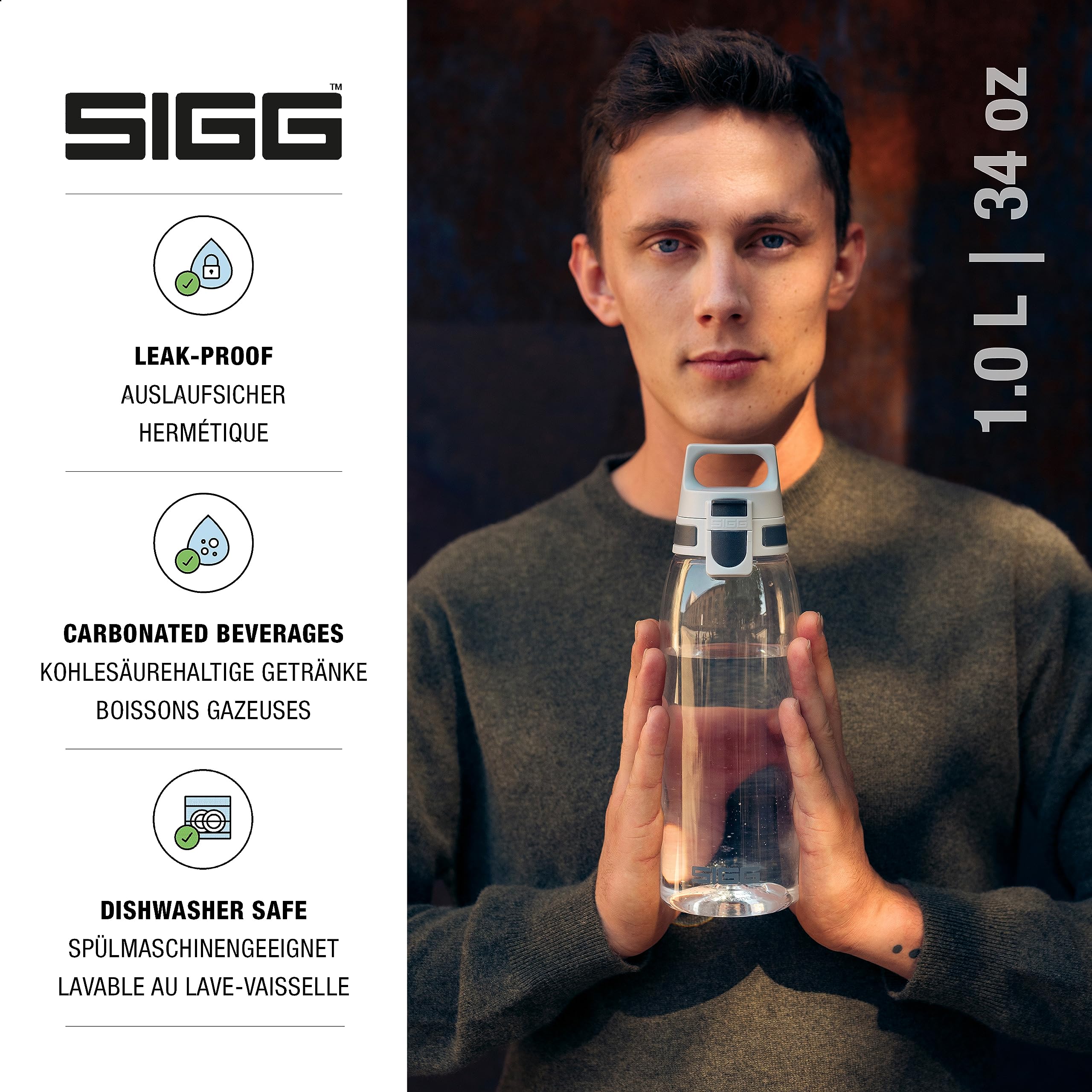 Sigg - Tritan Sports Water Bottle - Total Color Transparent - Leakproof - Featherweight And Shatter-Proof Tritan Plastic - Dishw
