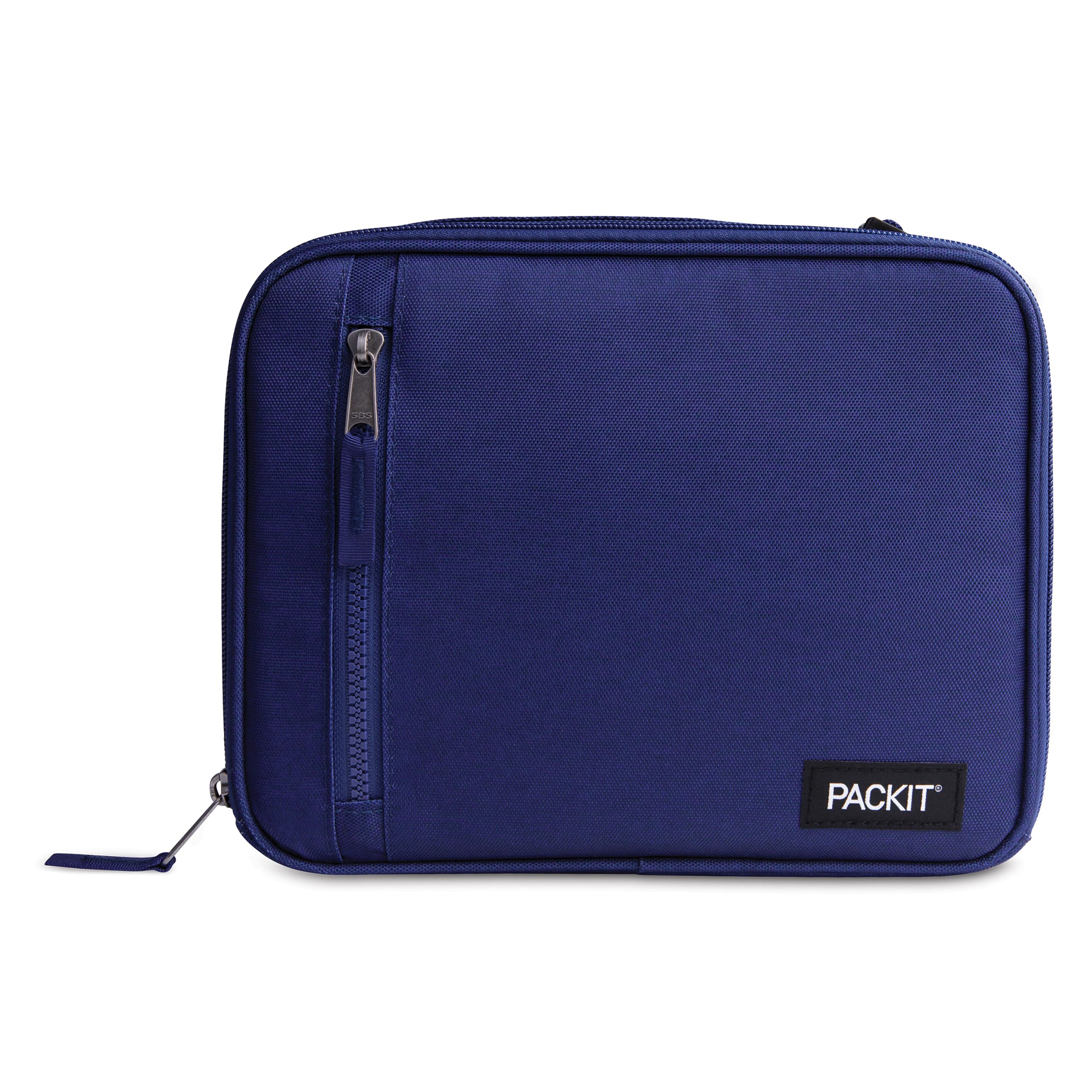 Packit Freezable Classic Lunch Box, True Blue, Built With Ecofreeze Technology, Collapsible, Reusable, Zip Closure With Front Po