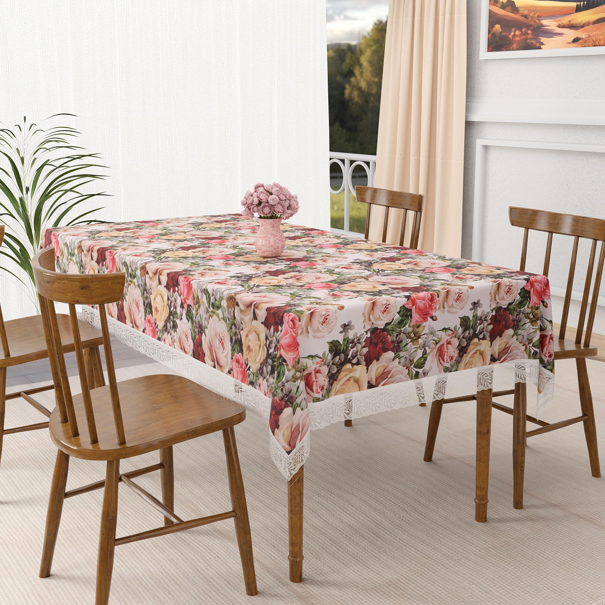 Kuber Industries 48x60 Inch Rectangular Table Cover | PVC 4 Seater Waterproof & Dustproof Table Protector/Sheet Cloth for Home &