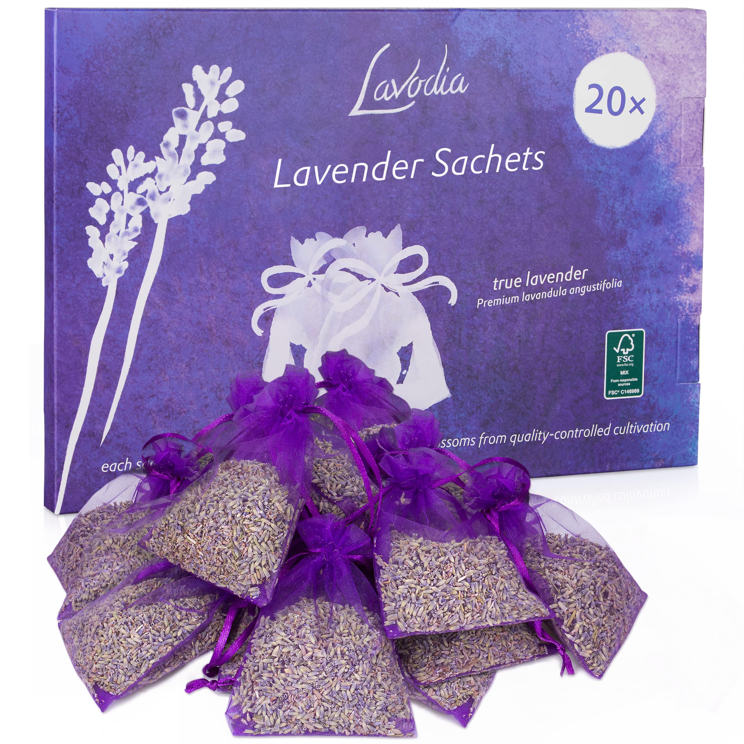 Lavender Sachets For Drawers And Closets: 20 Lavender Bags With Dried Lavender Flowers - Closet Freshener, Closet Scent - Lavend