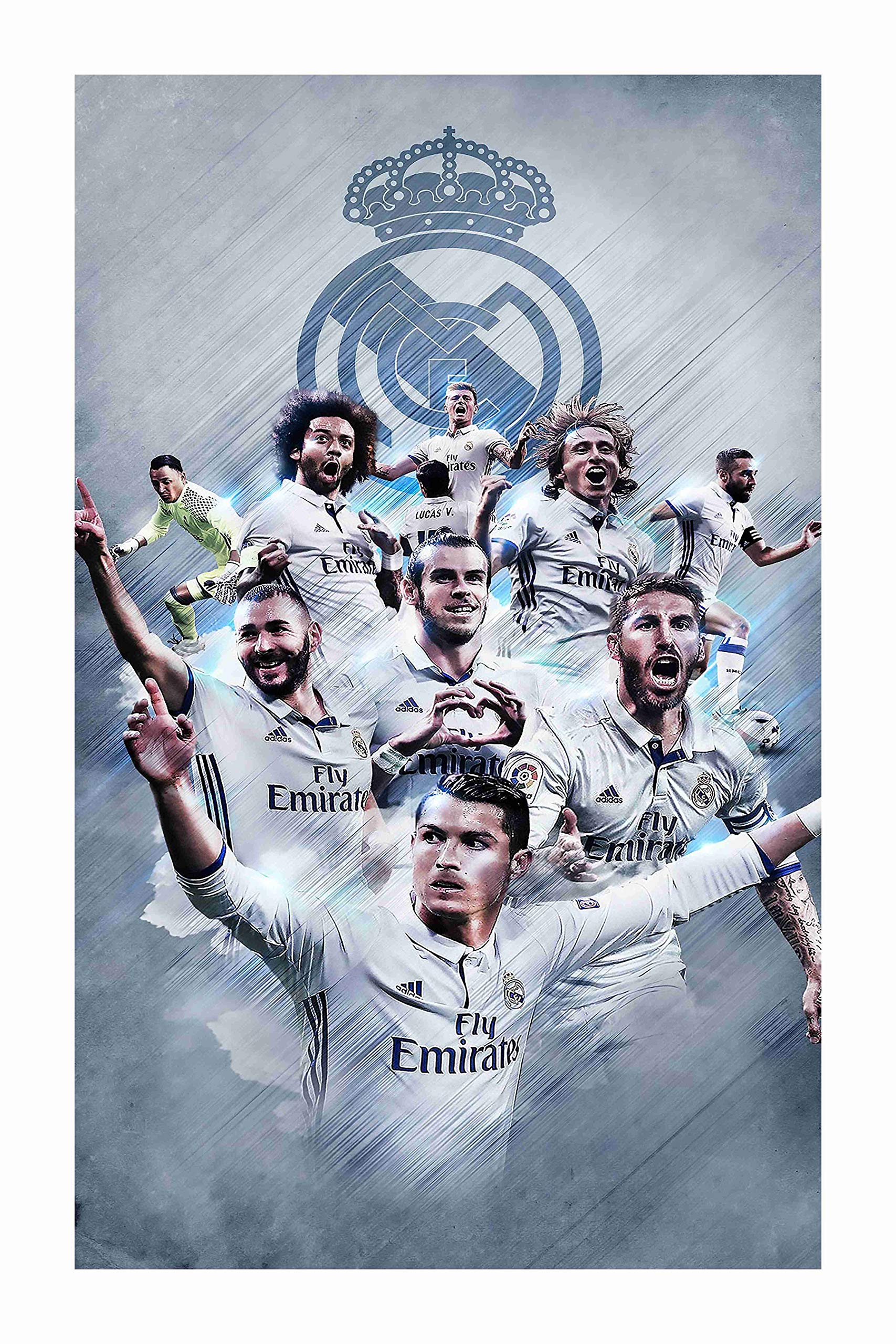 Baldau Prints Real Madrid Football Club Wall Poster For Room (Gloss Laminated 12X18 Inch 300 Gsm) M31 (Multicolour)