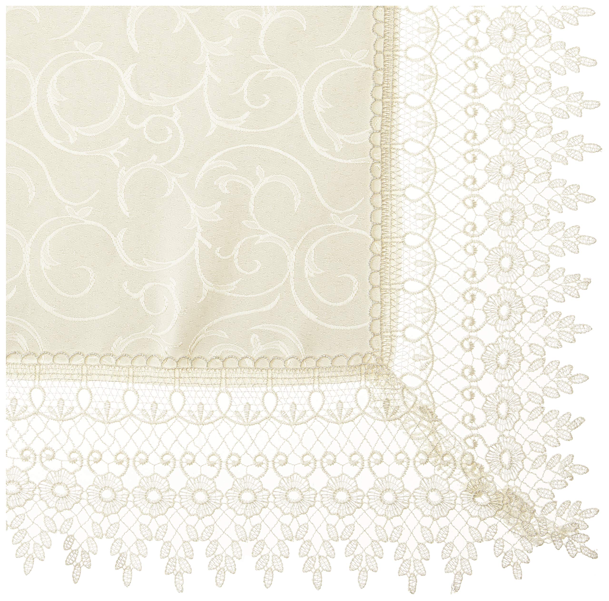 Imperial Embroidered Vintage Lace Design 70'' X 140'' Oblong/Rectangle Tablecloth In White