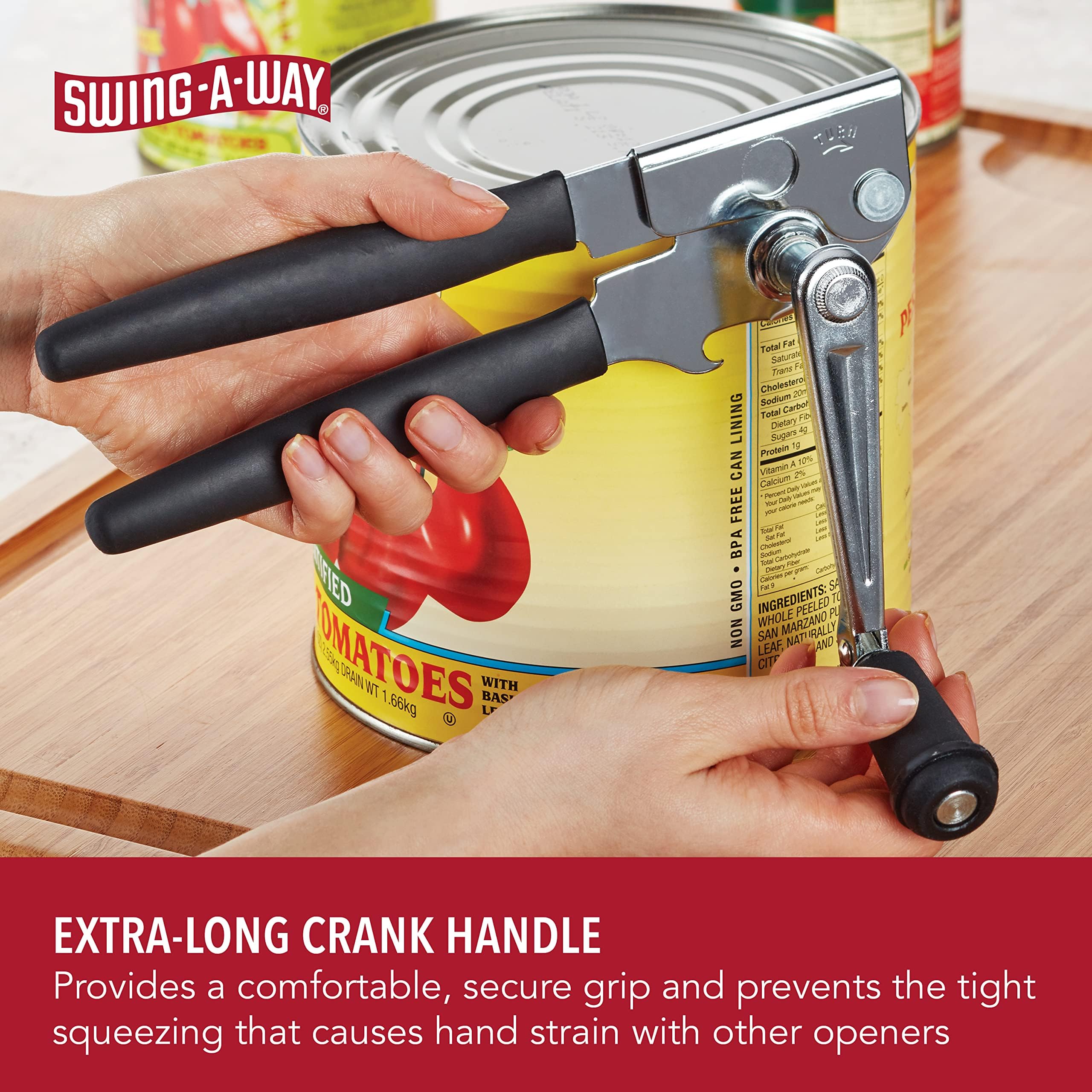 Swing A Way Easy Crank Can Opener Heavy Duty Commercial Large Ergonomic Handheld