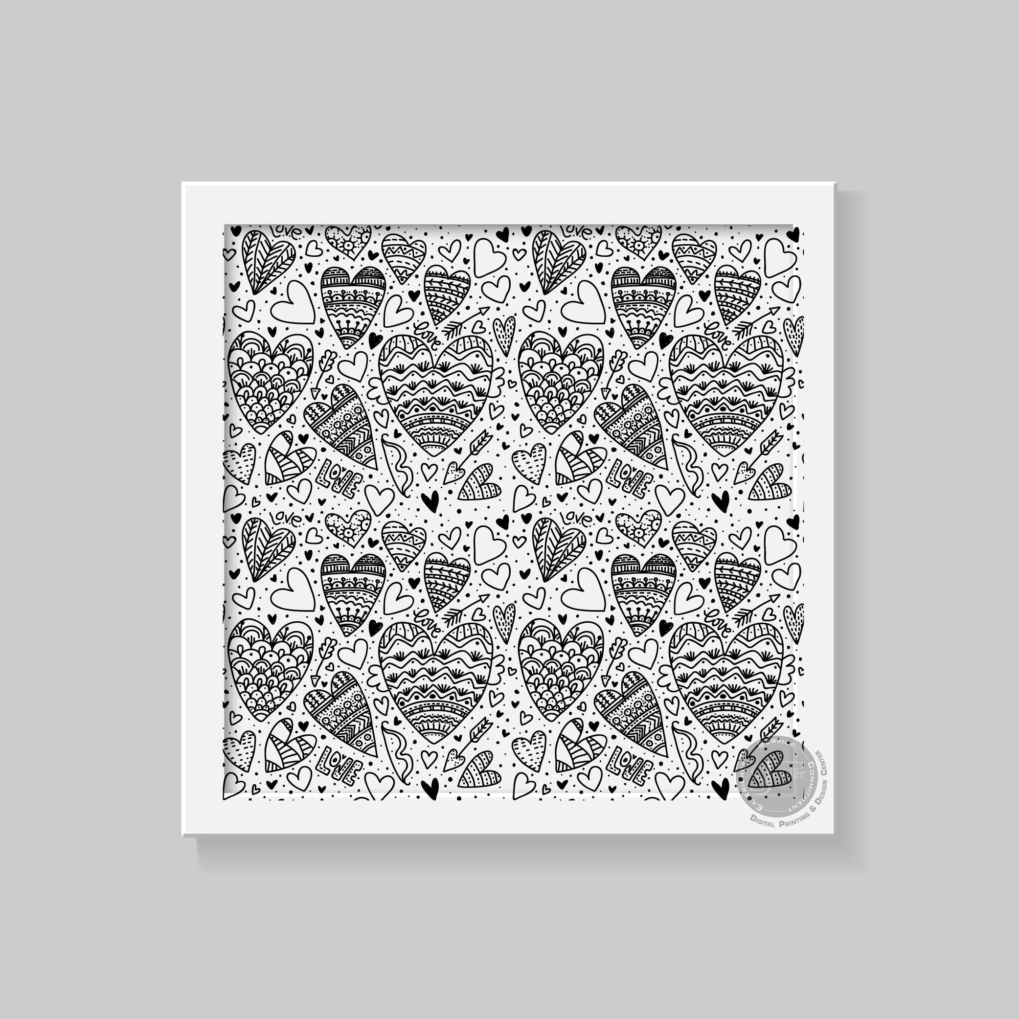 SJPRINTER Giant Coloring Poster for Kids and Adults - Great for Care Facilities  Schools  Group and Family Activities (Square Love  30'' x 30'')