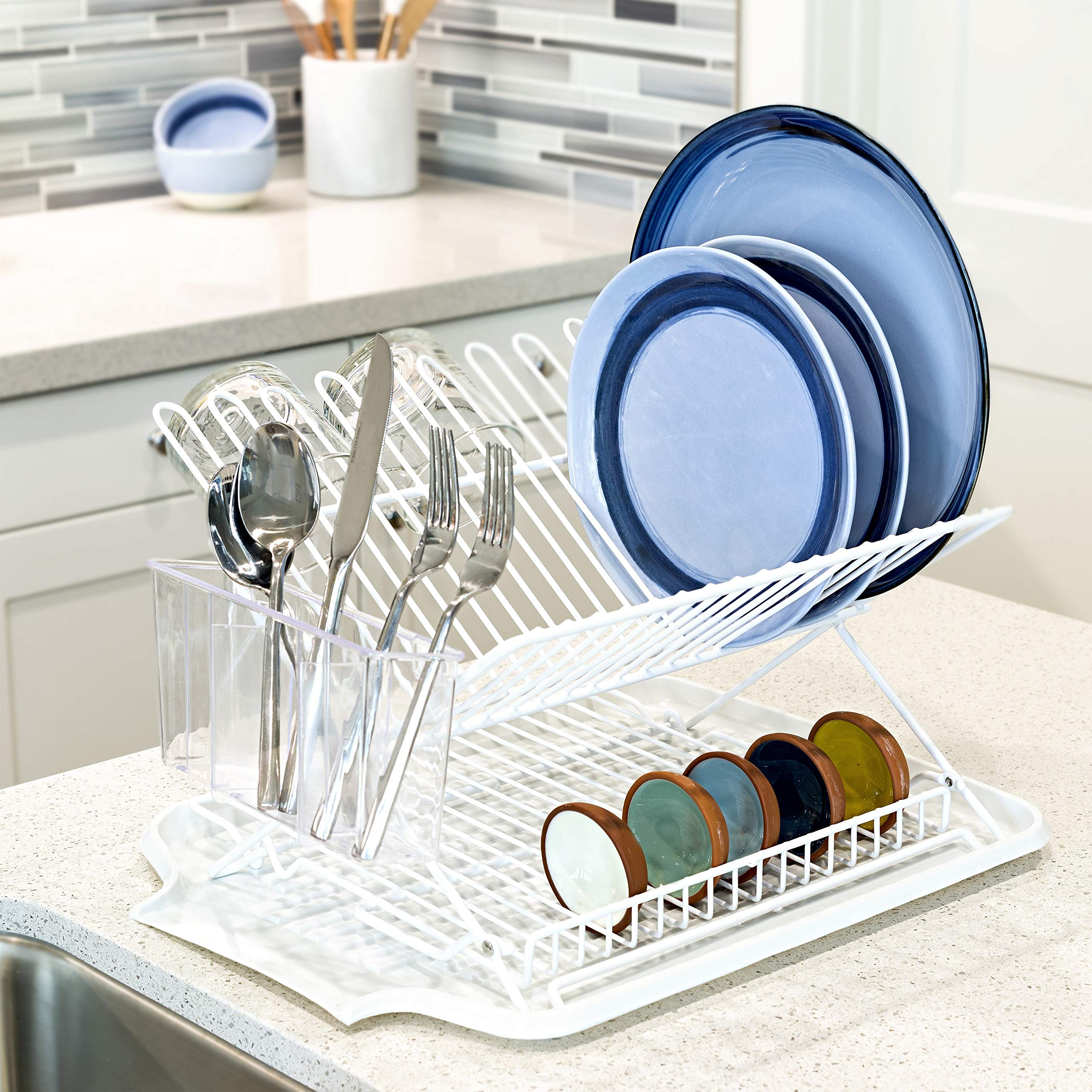 Cutlery Holder (Clear) (4.5''H X 7.75''W X 2.25''D)