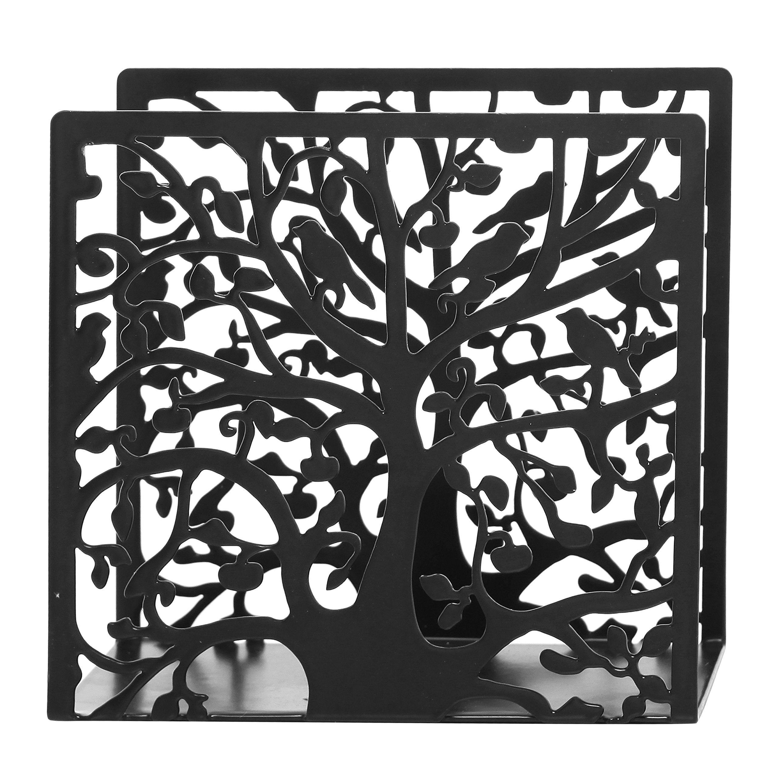 Mygift Black Metal Napkin Holder Cutout Tree And Bird Design For Table Top, Counter Top, Kitchen, Buffet, Restaurant, Dinner Par