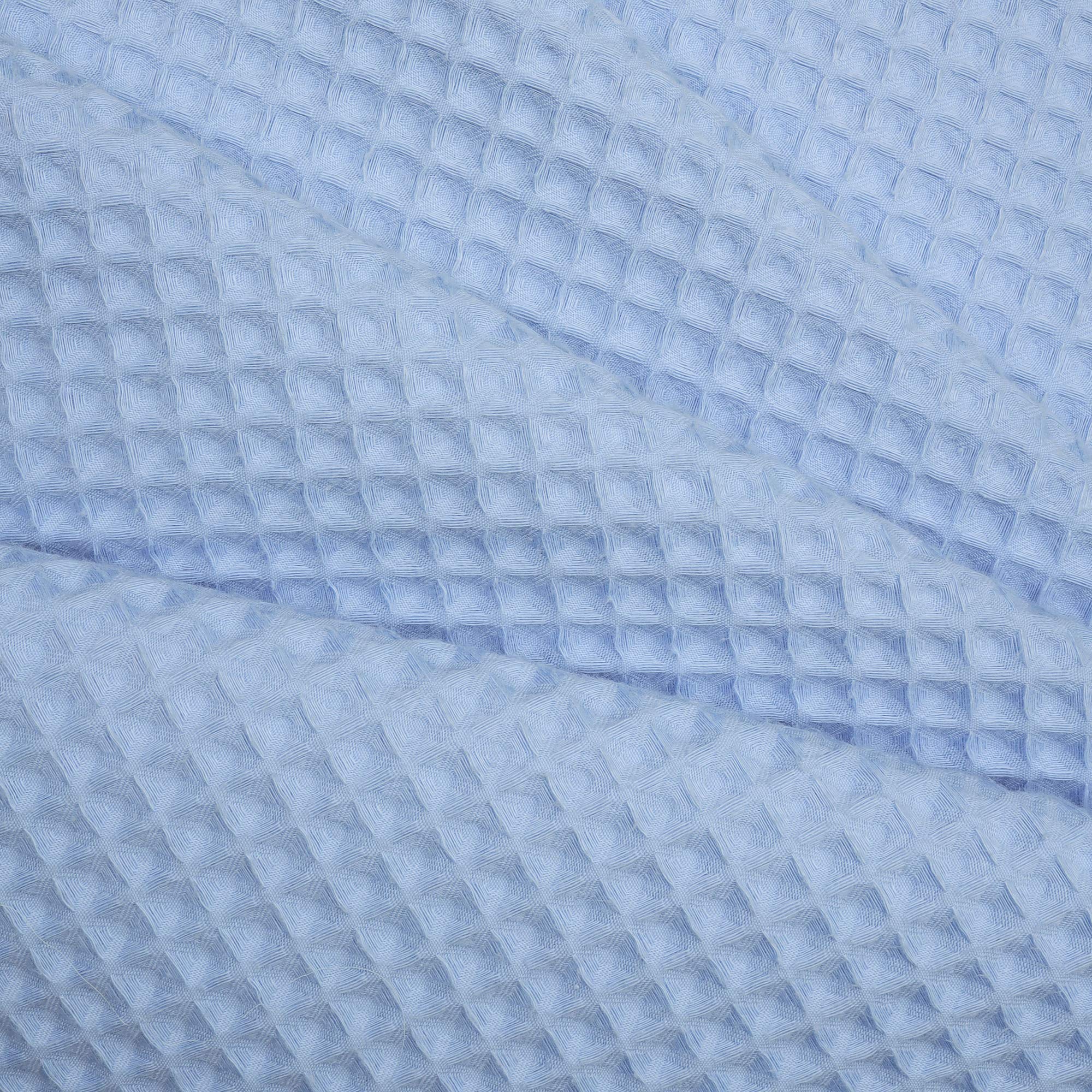 River Dream Sky Blue Fabric Shower Curtain Set, Cotton Blend, Waffle Weave, With Snap In Replacement Liner,71 X 86 Inches