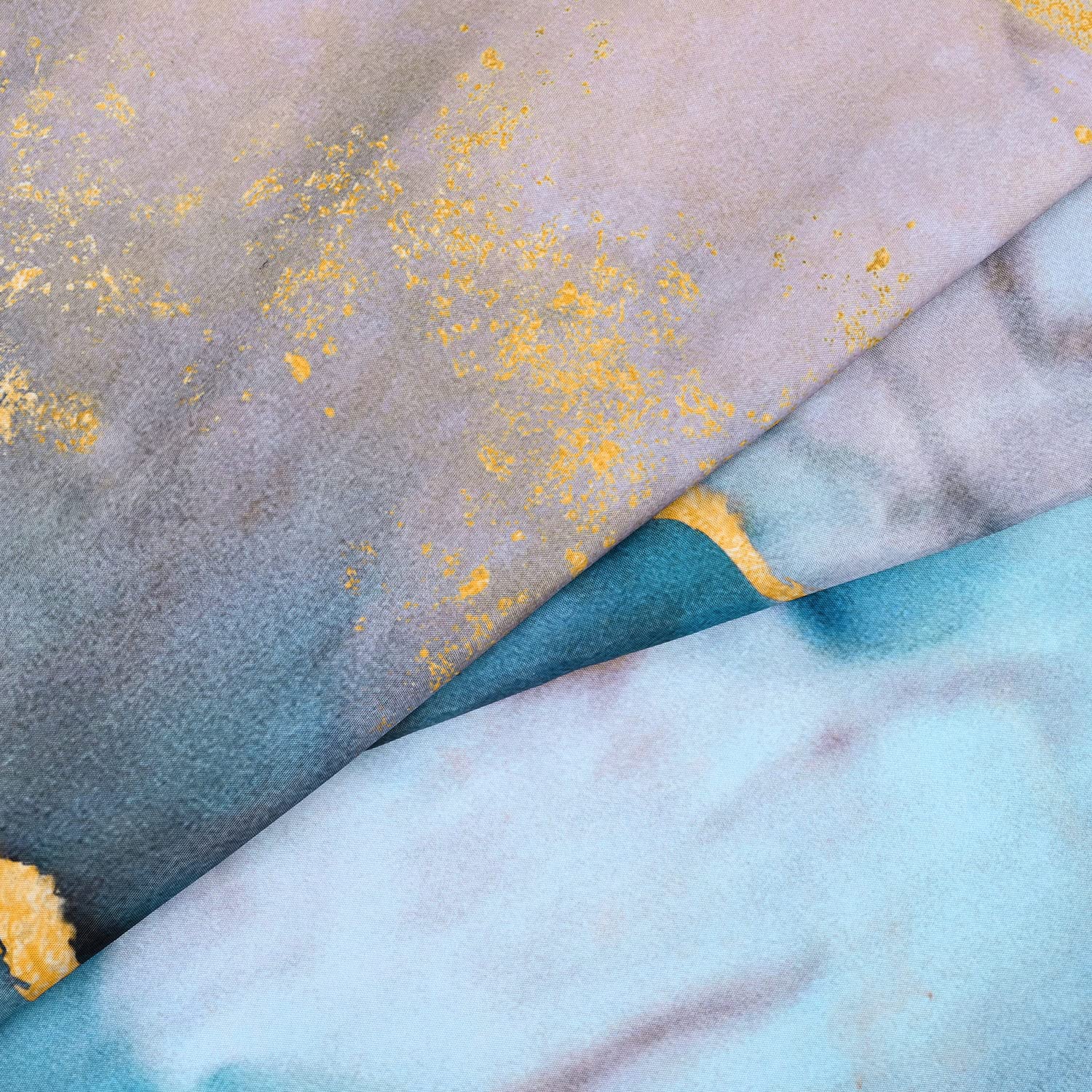 RosieLily Blue Shower Curtain  Marble Shower Curtains Set with 12 Hooks  Watercolor Blue Gold White Shower Curtains  Cool Abstract Marble Bathroom Decor  72''x72''