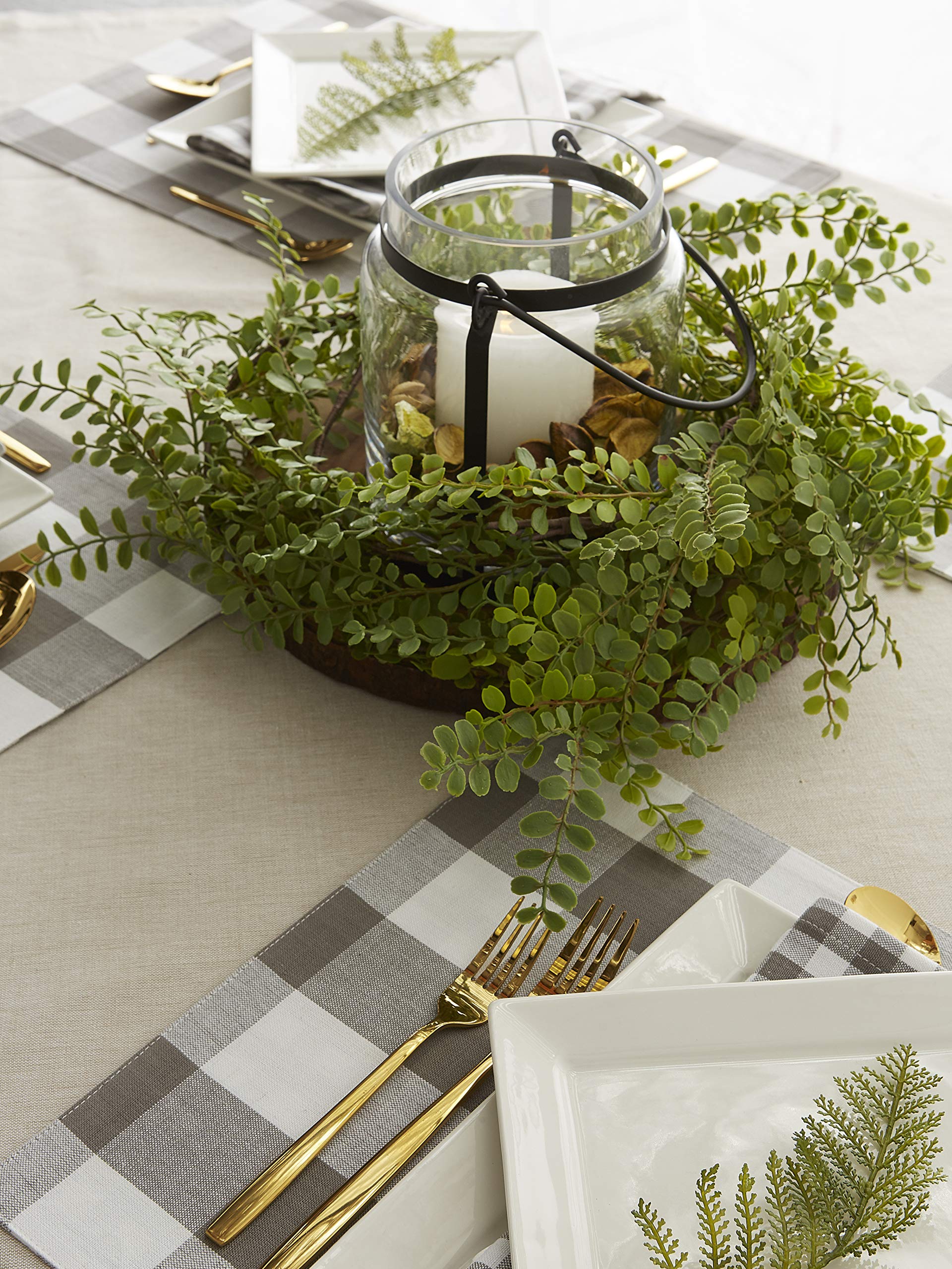 Dii Gingham Check Tabletop Collection, Gray, Placemat Set