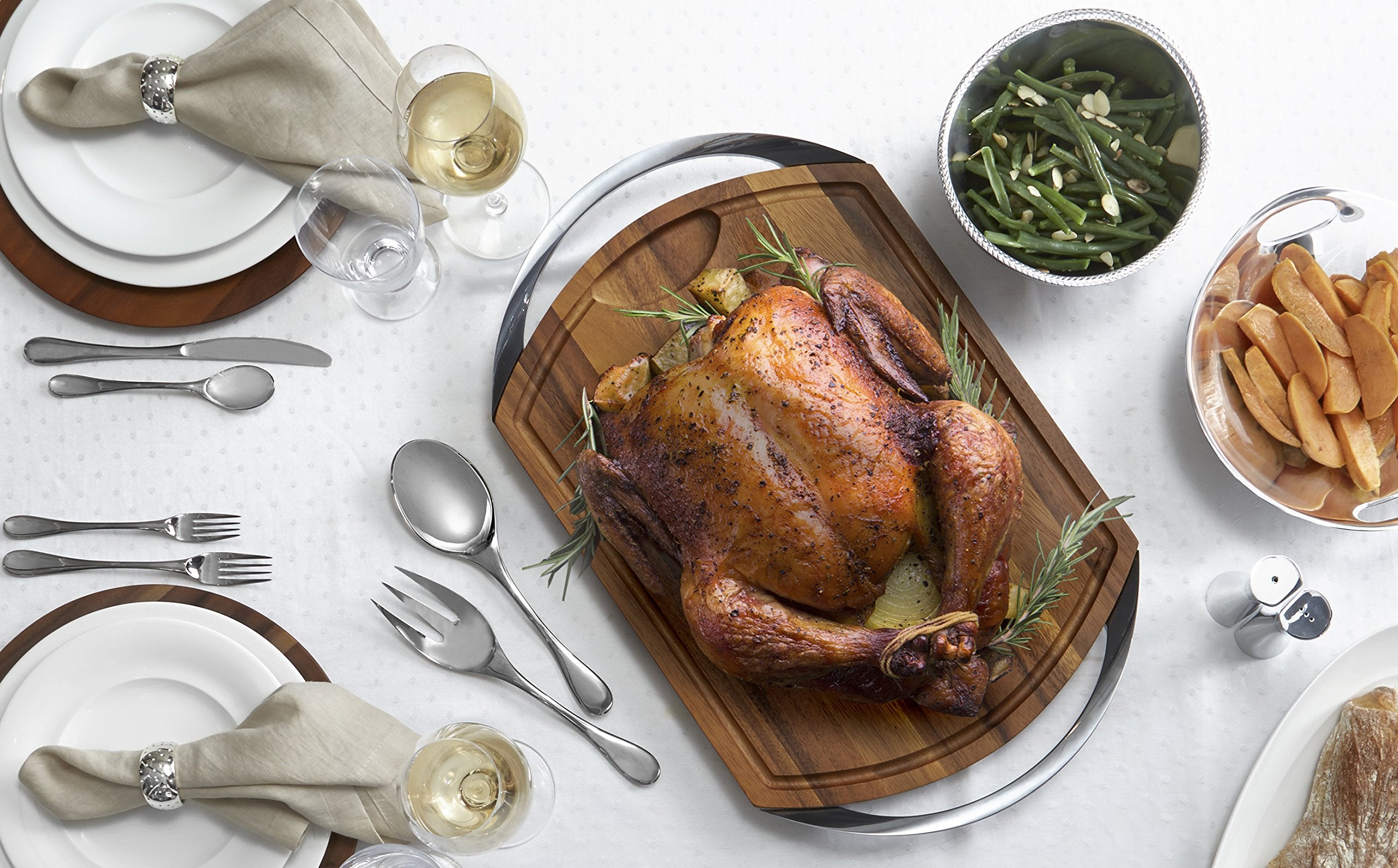 Nambe Skye Wood Charger Plates For Dinner | Round, Acacia Wood, Charger For Place Setting, Party, Wedding | Versatile Tableware