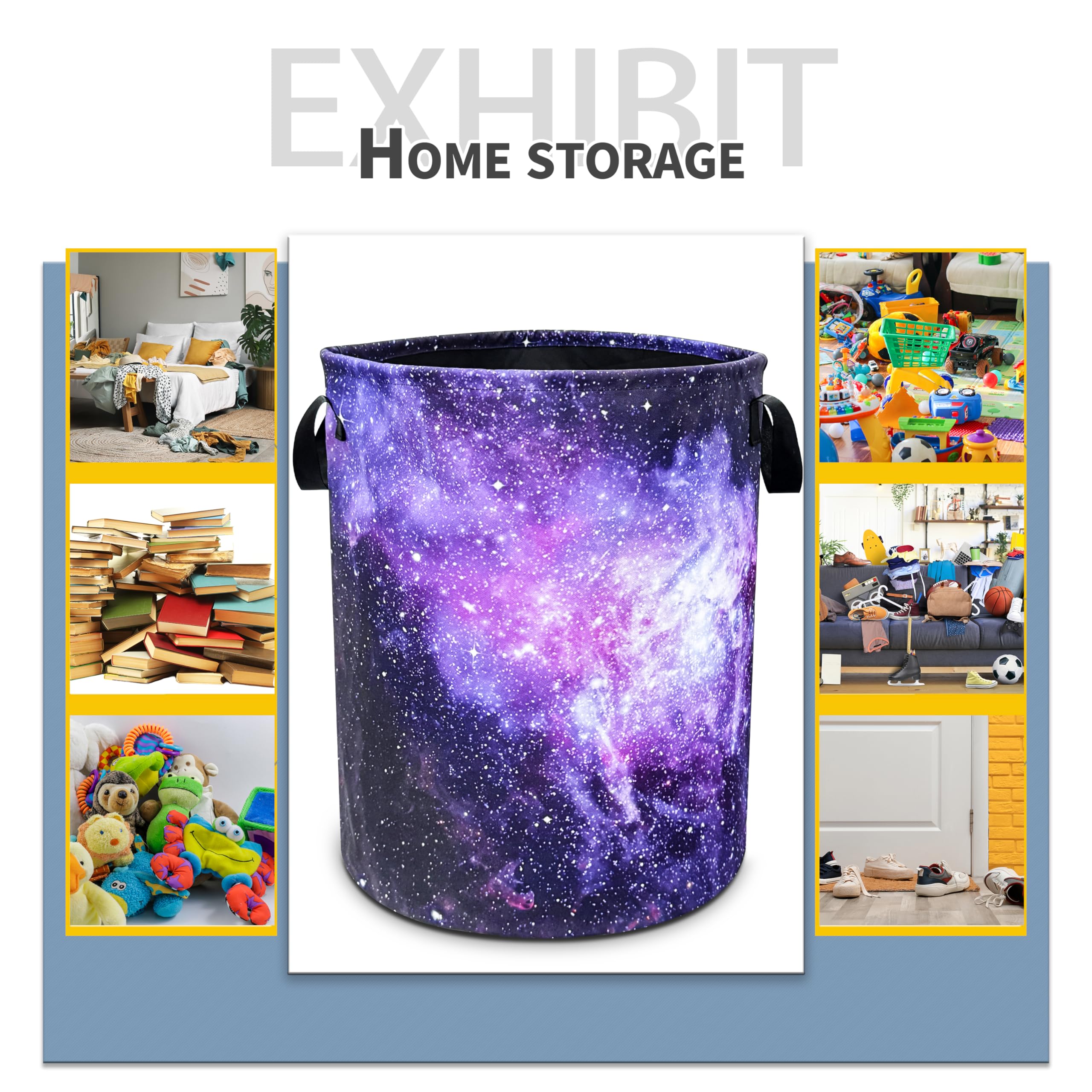 Pink Purple Galaxy Laundry Basket Universe Starry Sky Foldable Oxford Cloth Funny Tote Bag Laundry Hamper Clothes Storage Bucket