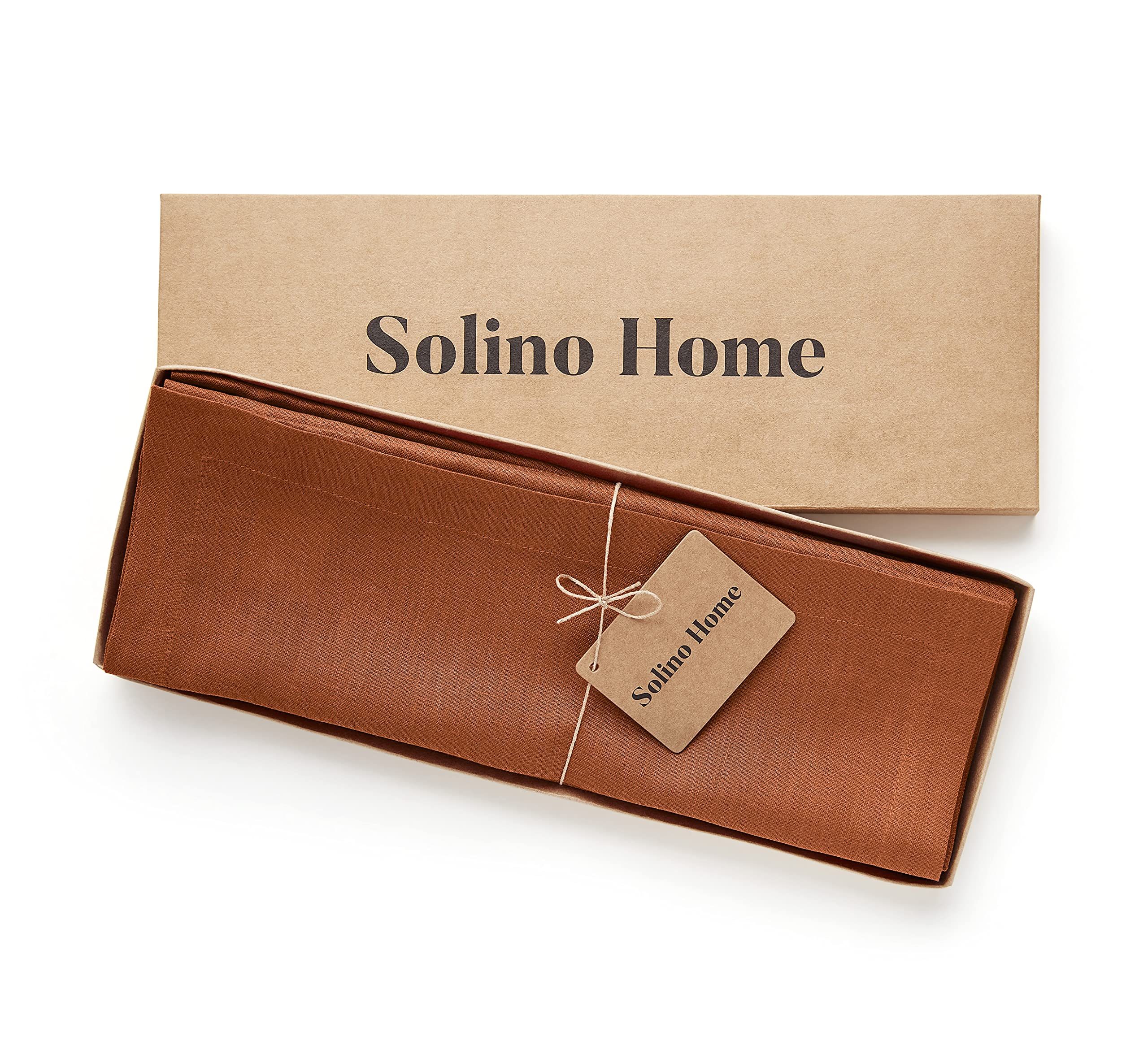 Solino Home Linen Placemats 19'' L X 14'' W Inch - 100% Pure Linen Cinnamon Cloth Placemats Set Of 4 - Fete, Washable Fabric Pla