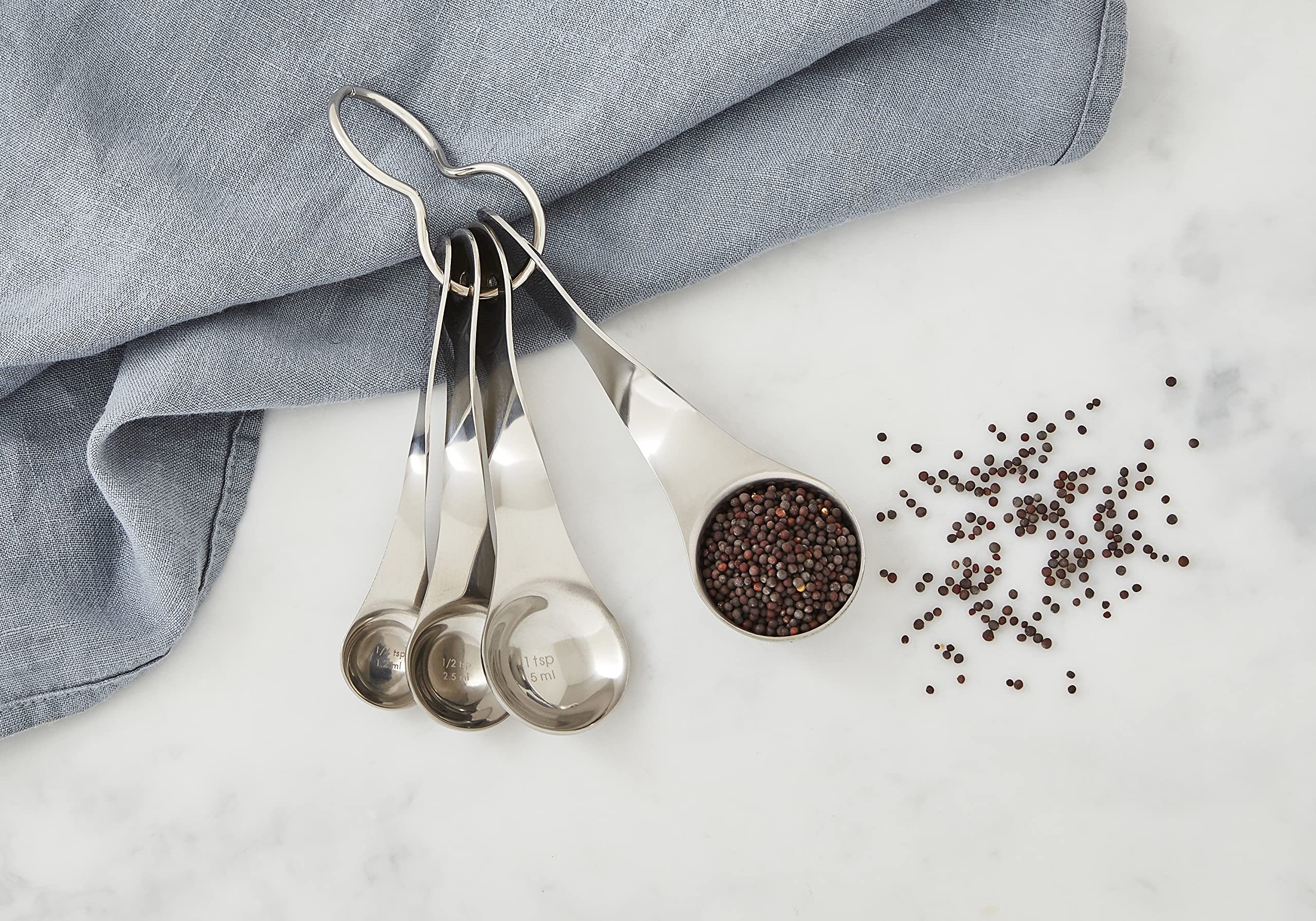 Nambe Twist 4Pc Measuring Spoons Set | Includes 1/4 Tsp, 1/2 Tsp, 1 Tsp, 1 Tbsp | Food Grade Stainless Steel Measuring Cups | Ta