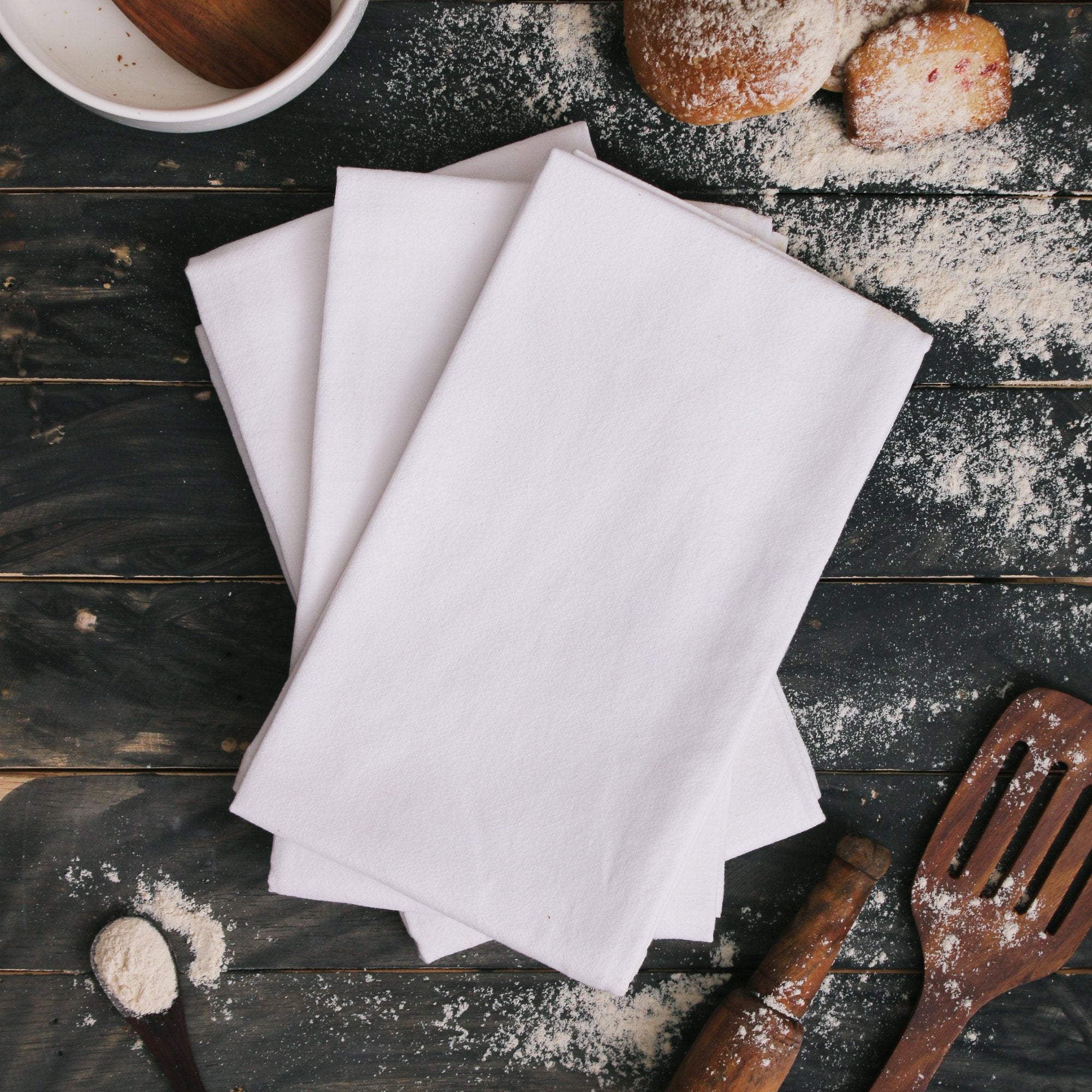 Dg Collections Flour Sack Dish Towels For Kitchen, Set Of 4 (27 X 27 Inches), Multi-Use White Kitchen Towels, 100% Cotton, Highl