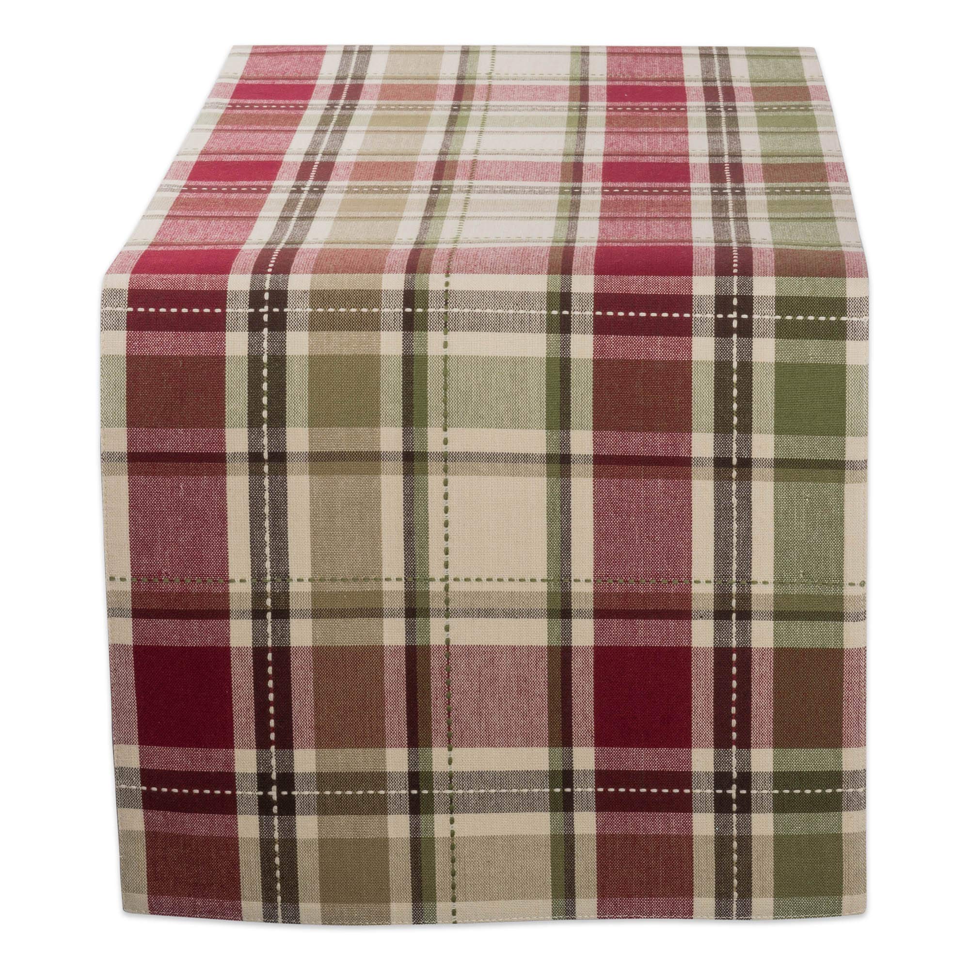 DII Fall & Thanksgiving Dining Table D  cor Reusable Cotton Fabric, Table Runner, 13x36, Rustic Homespun Plaid