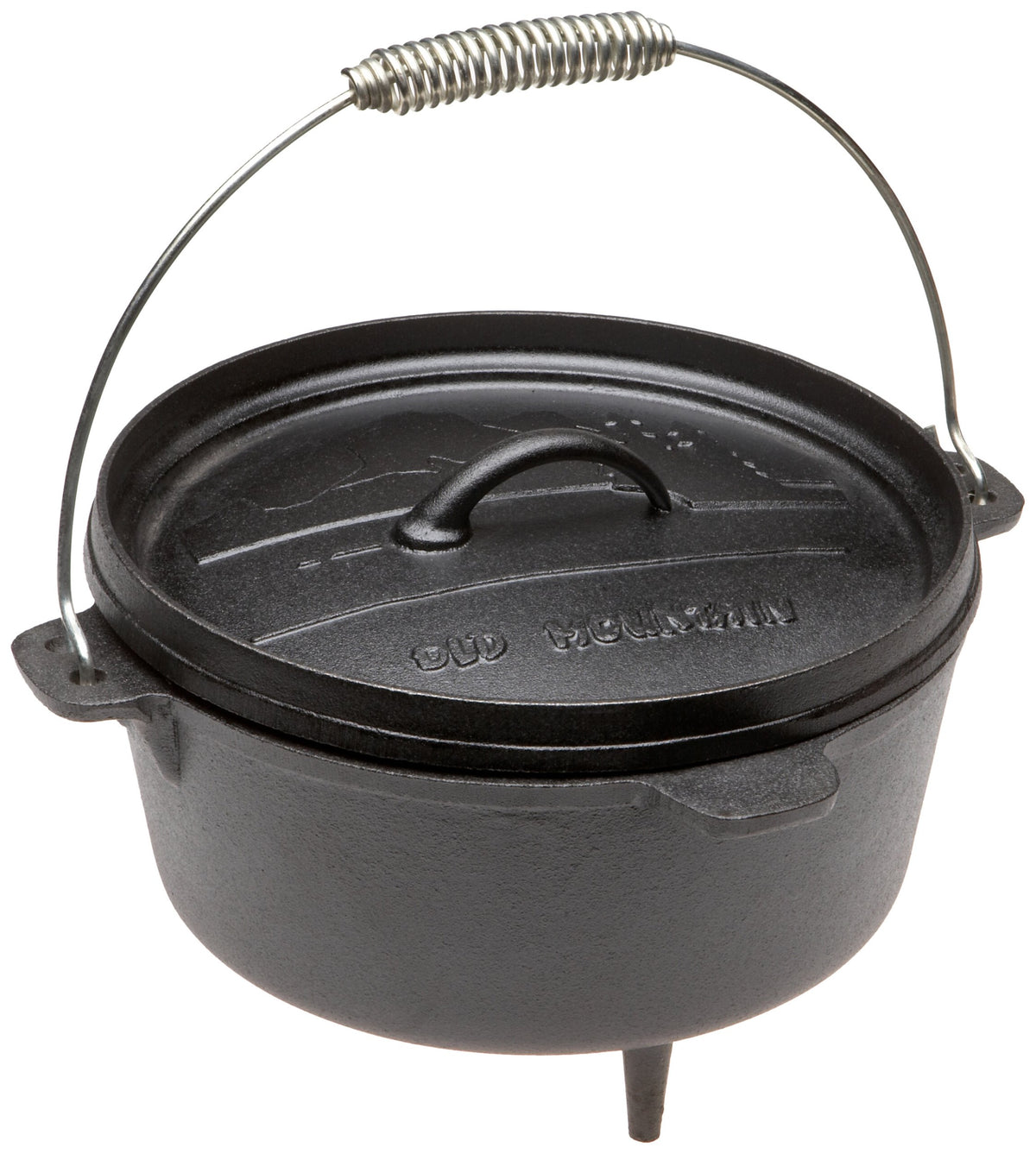 Old Mountain Pre Seasoned 4 Quart Camp Oven With Flanged Lid, Feet And Spiral Bail Handle