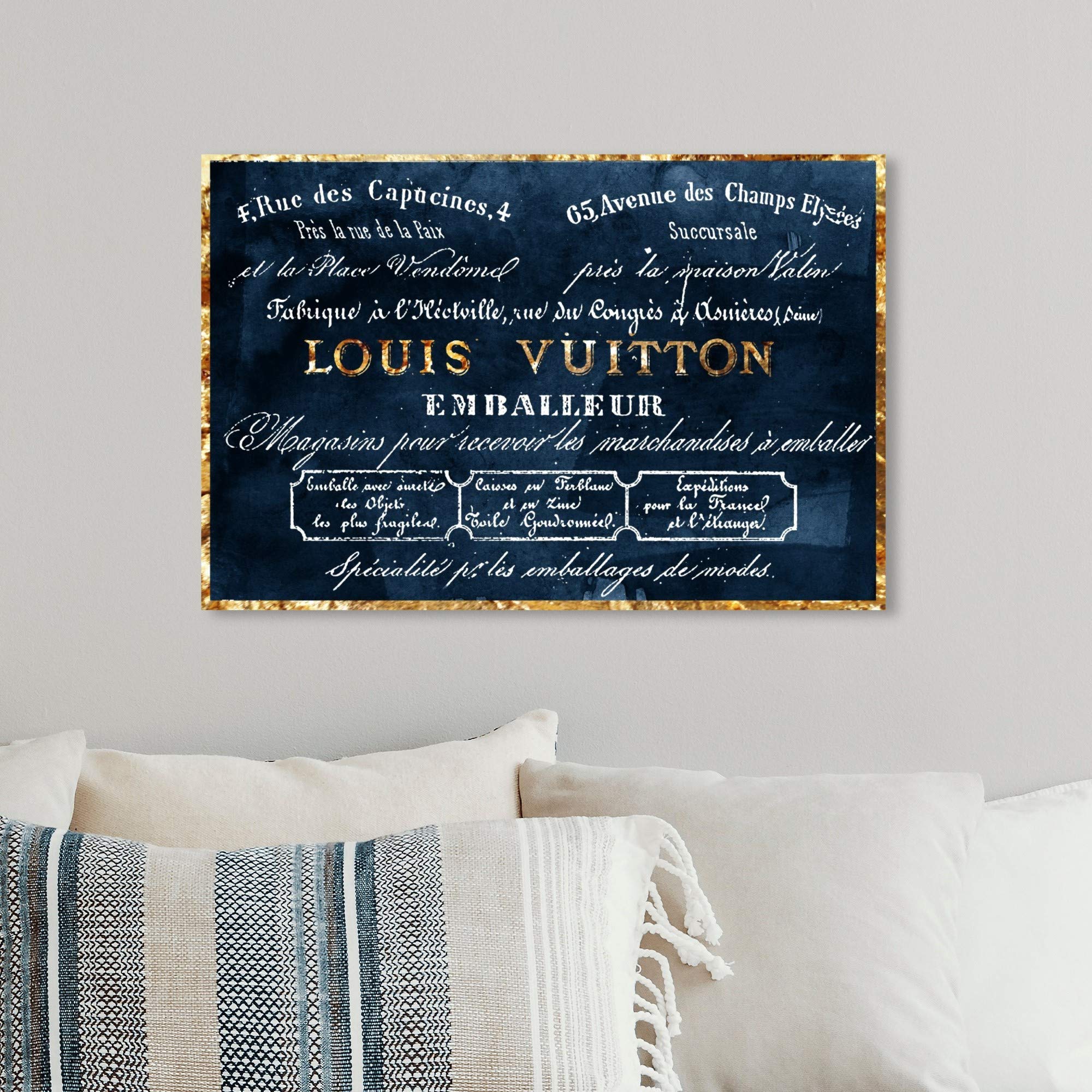 The Oliver Gal Artist Co. Oliver Gal 'Emballeur Navy' Blue Fashion Wall Art Print Premium Canvas 15'' X 10''