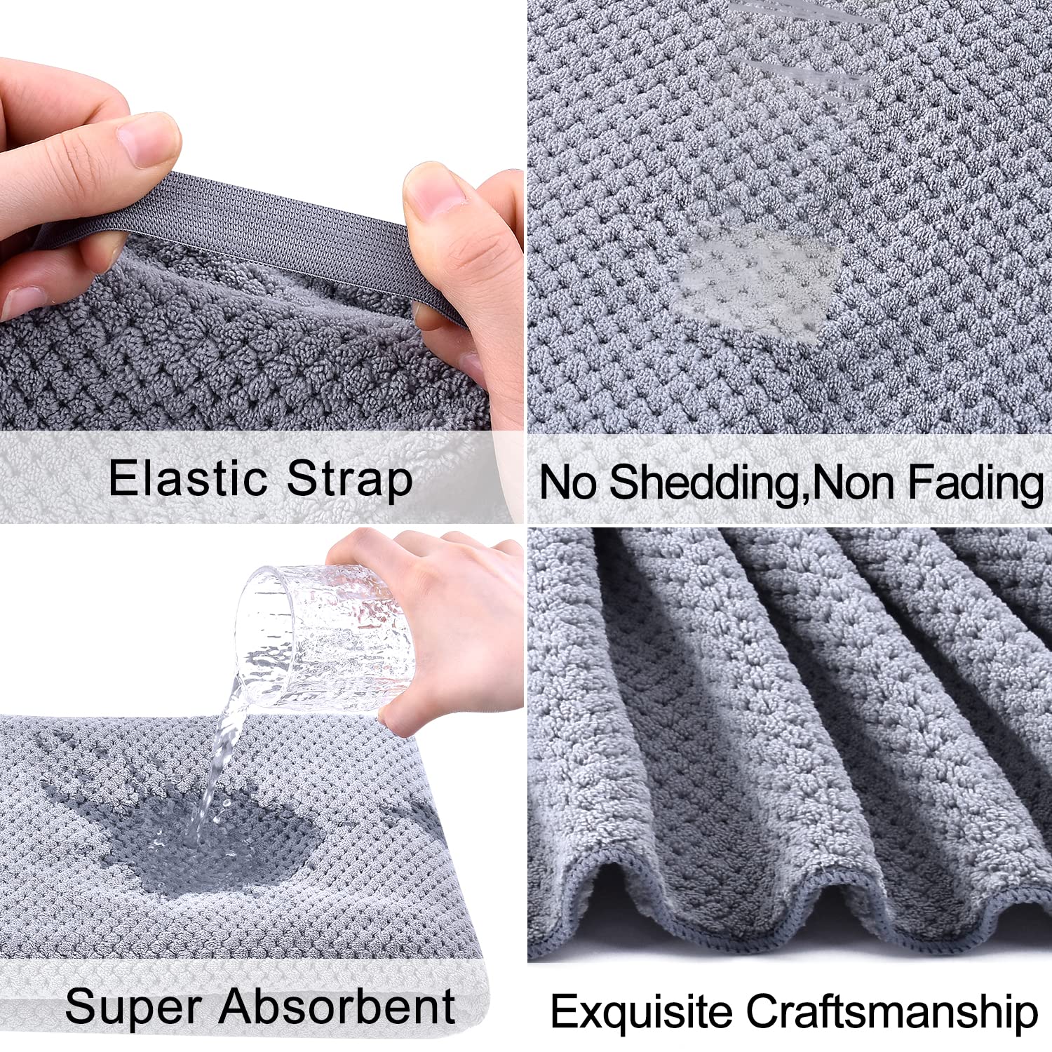 WKJHO Large Hair Towel Wrap for Women Bath Towel,Plush Absorbent Microfiber Hair Towels with Elastic Strap,Super Soft Hair Dryin