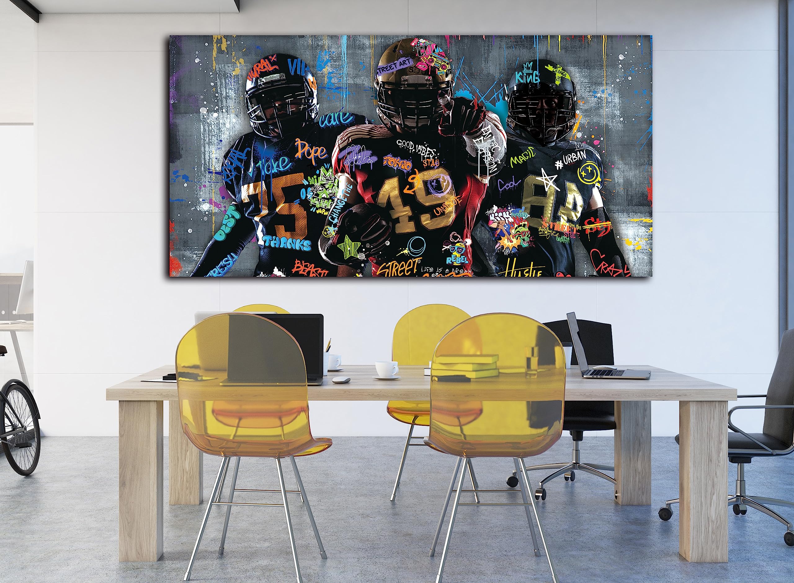 Caneito Graffiti Rugby Wall Art For Living Room, Large Canvas Wall Art Print Painting For Bedroom, Cool Sport Picture Wall Decor