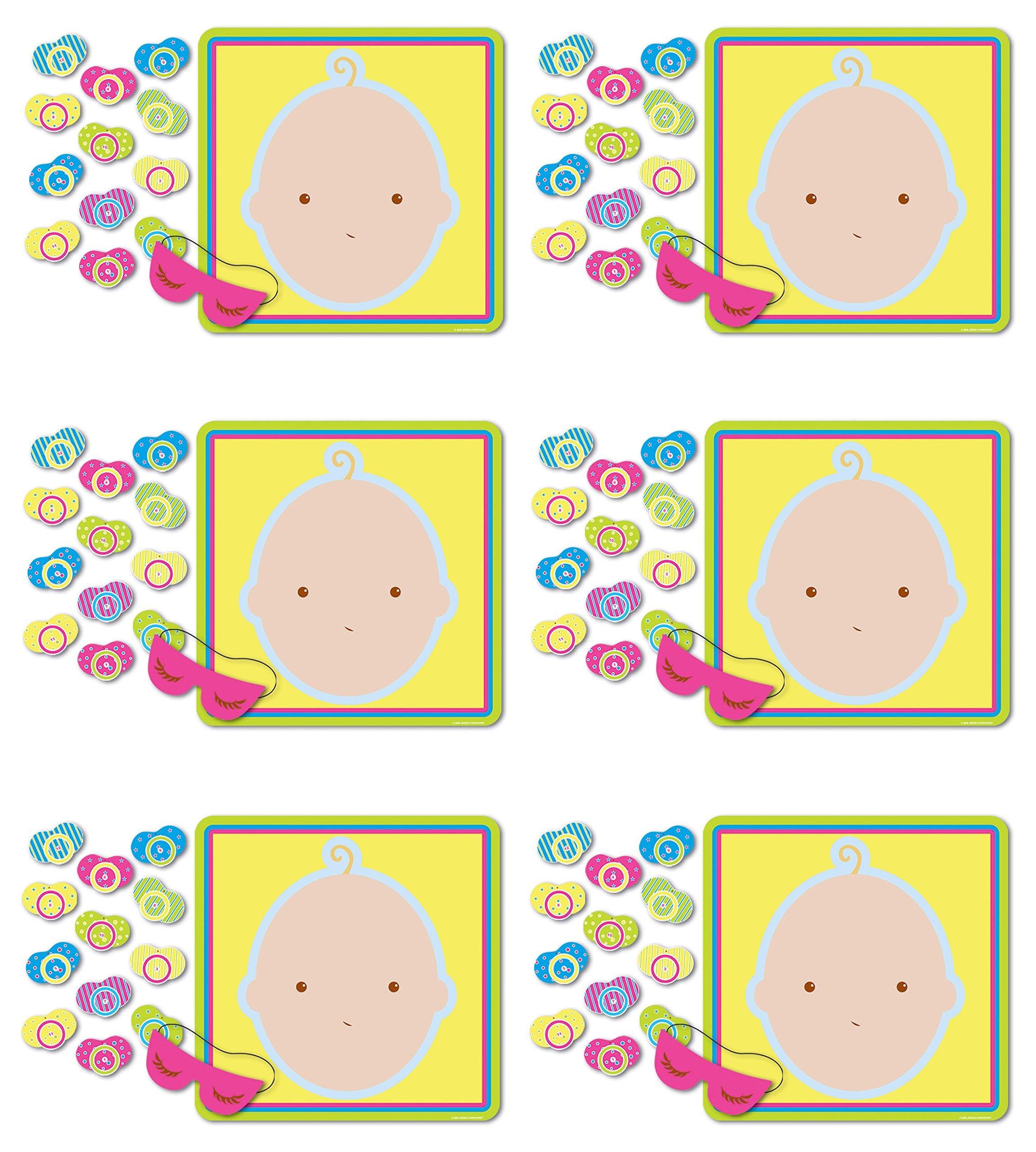 Beistle 6 Pack Pin The Pacifier Baby Shower Game, Multicolored, 17'' X 18.5''