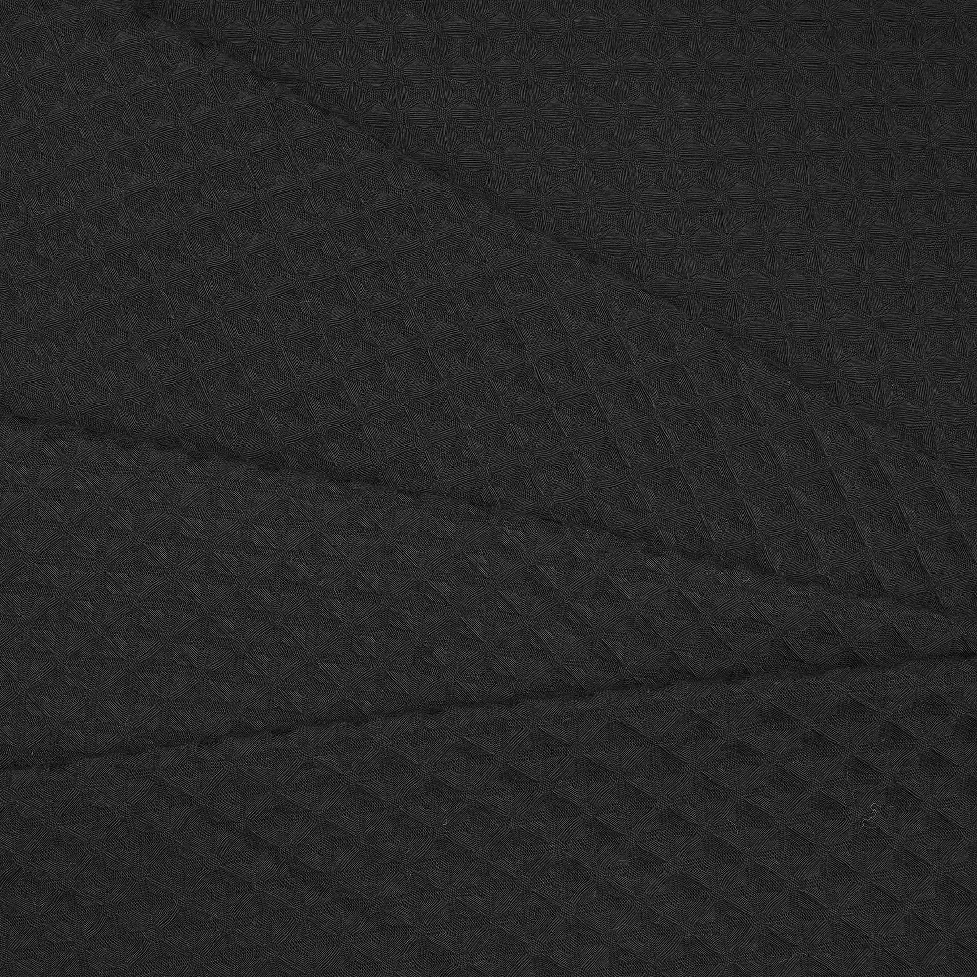 River Dream Black Fabric Shower Curtain Set, Cotton Blend, Waffle Weave, With Snap In Replacement Liner,71 X 86 Inches