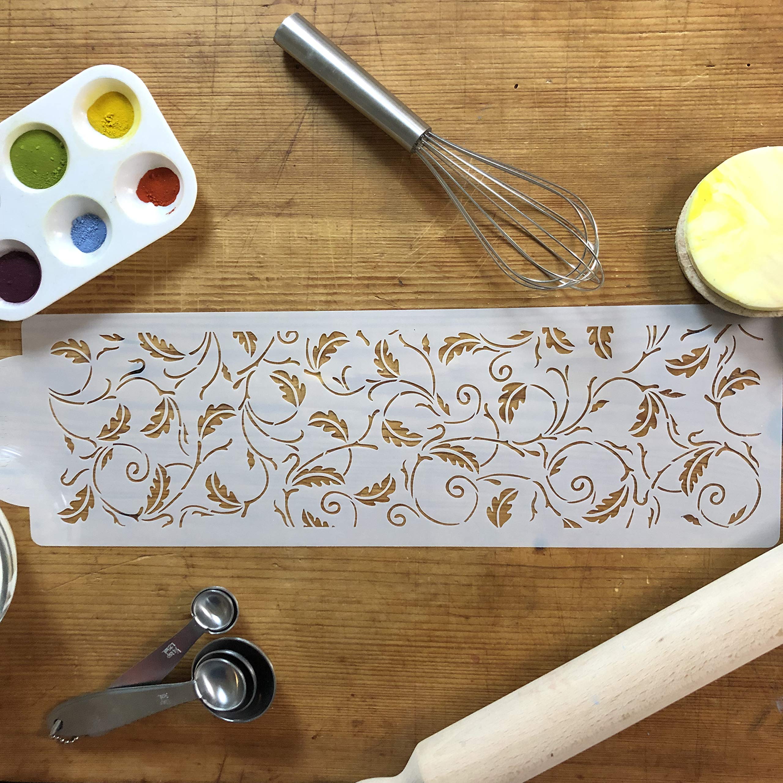 Designer Stencils Oak Leaf Cake Stencil Side (4 Inch), Beige/Semi-Transparent