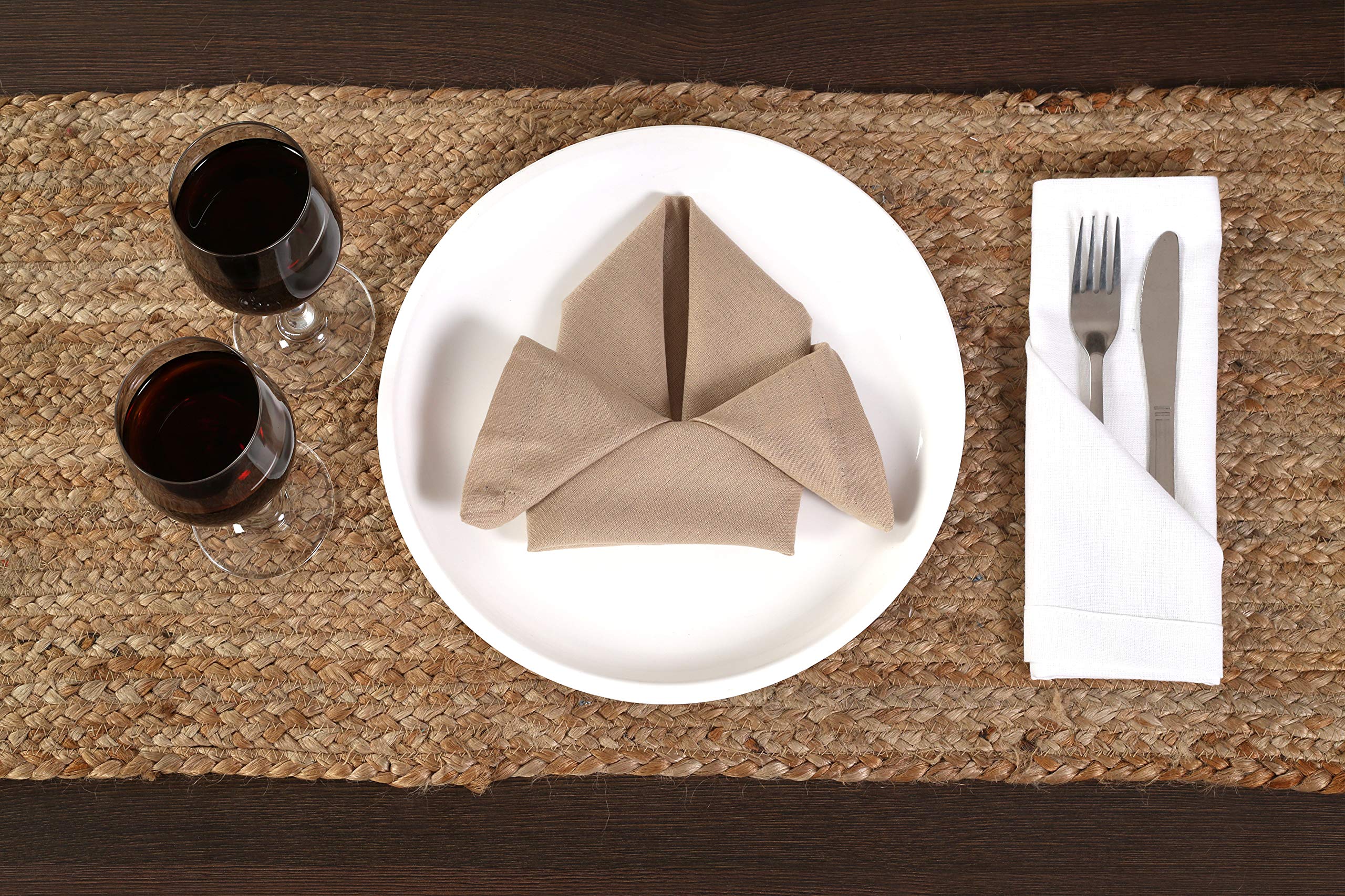 Ramanta Home Jute Burlap Braided Table Runner, Reversible, 13x36 Inches, Natural Farmhouse Decor