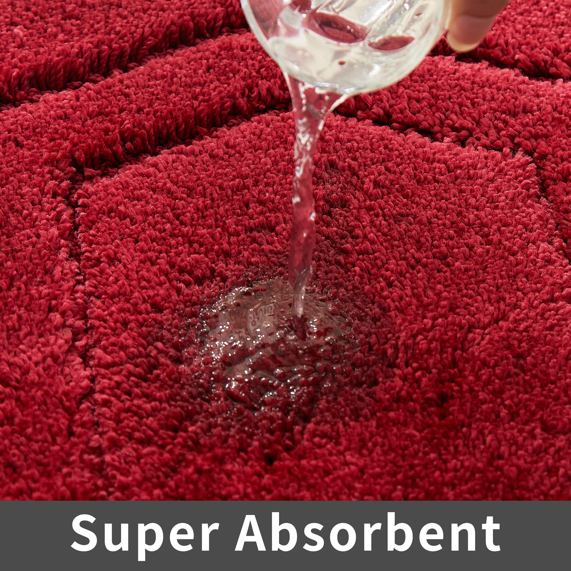 COSY HOMEER Extra Thick Bath Rugs for Bathroom - Anti-Slip Bath Linen Sets Mats Soft Plush100% Strong Polyester Living Room Bedroom Water Absorbent(Red 24x48 - Inches)