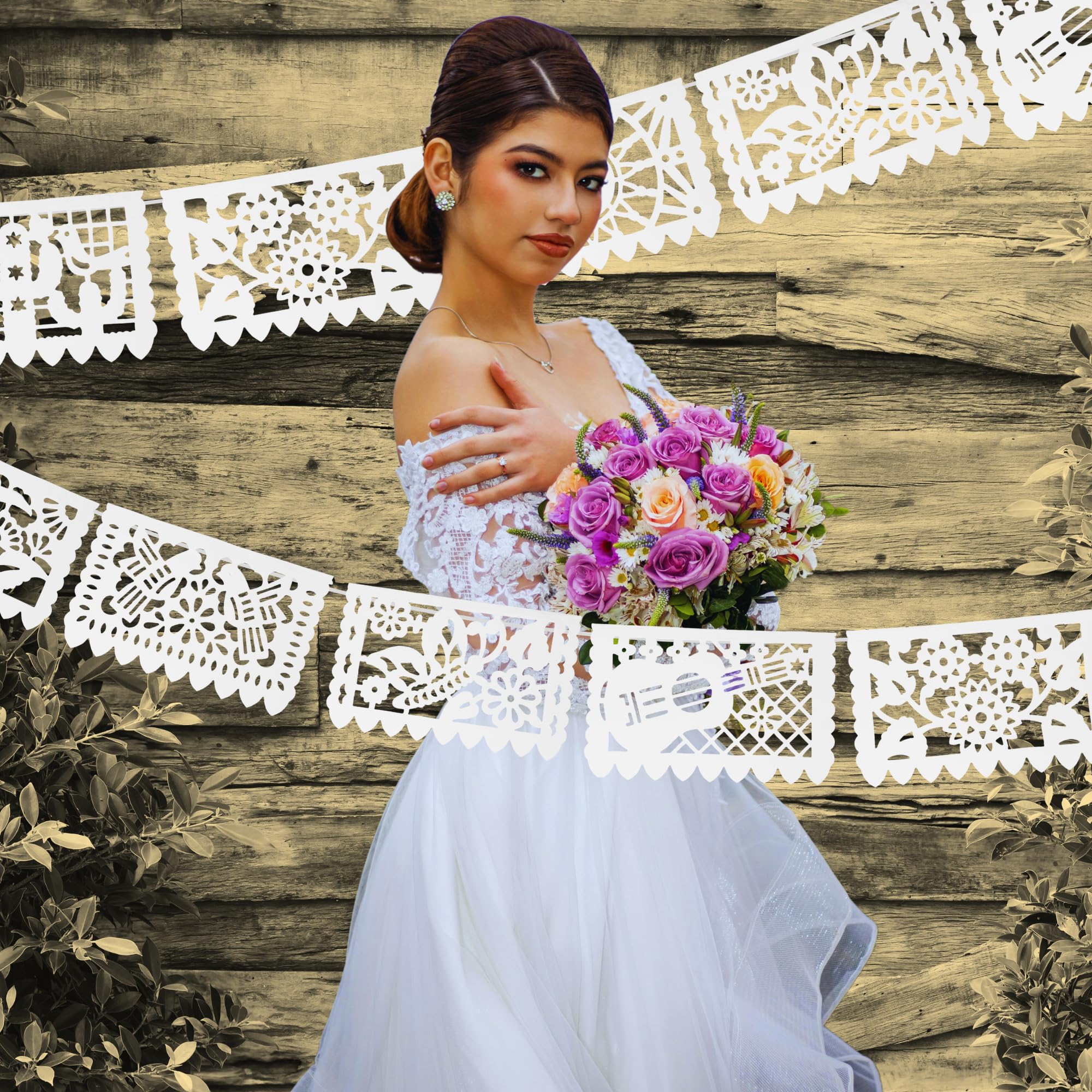 White Papel Picado, White Fiesta Banner, Mexican Theme Party Supplies, Mexican Wedding Flags Cinco De Mayo Tissue Paper Panels W