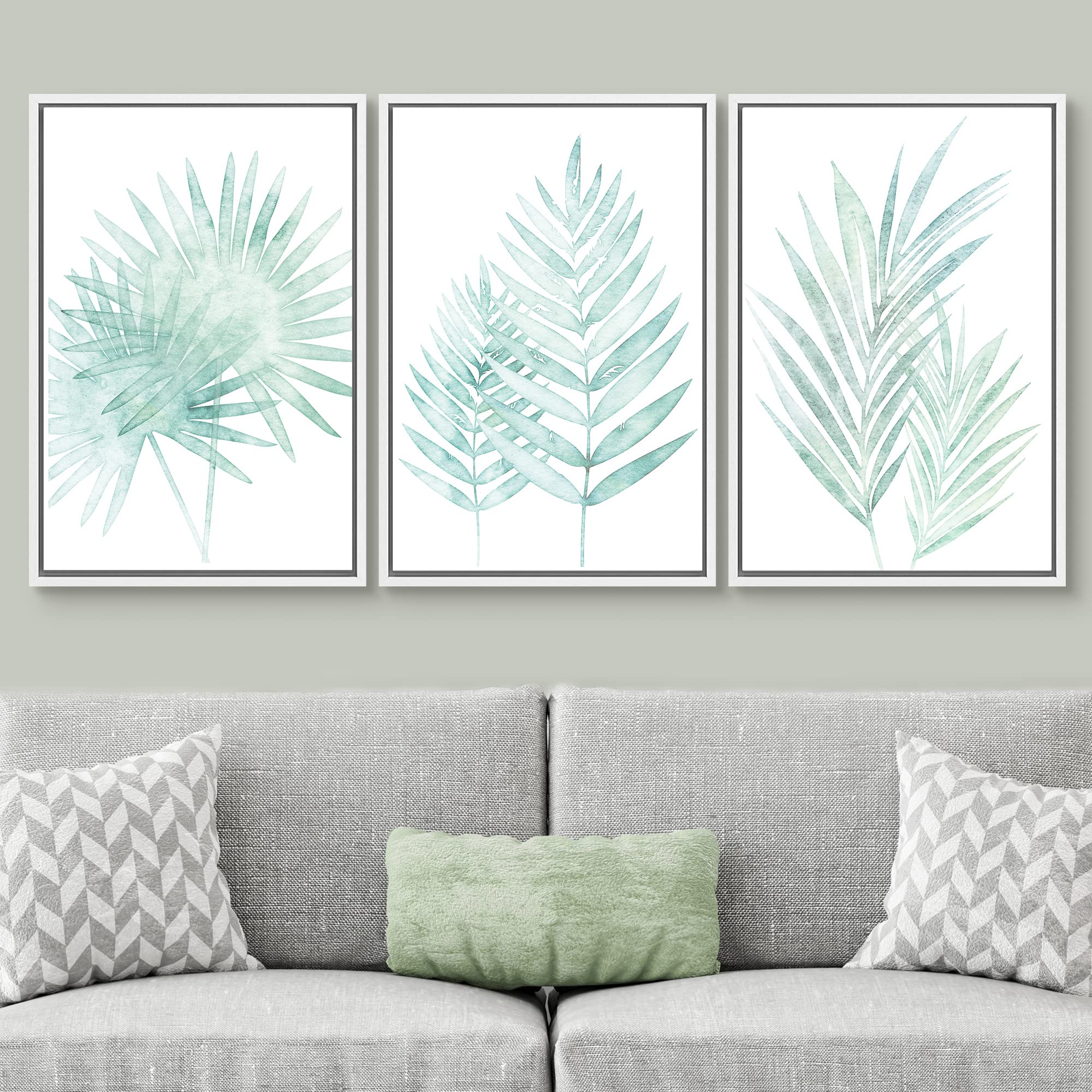 Signwin Framed Canvas Print Wall Art Set Pastel Watercolor Forest Plant Collage Nature Floral Illustrations Modern Rustic Scenic