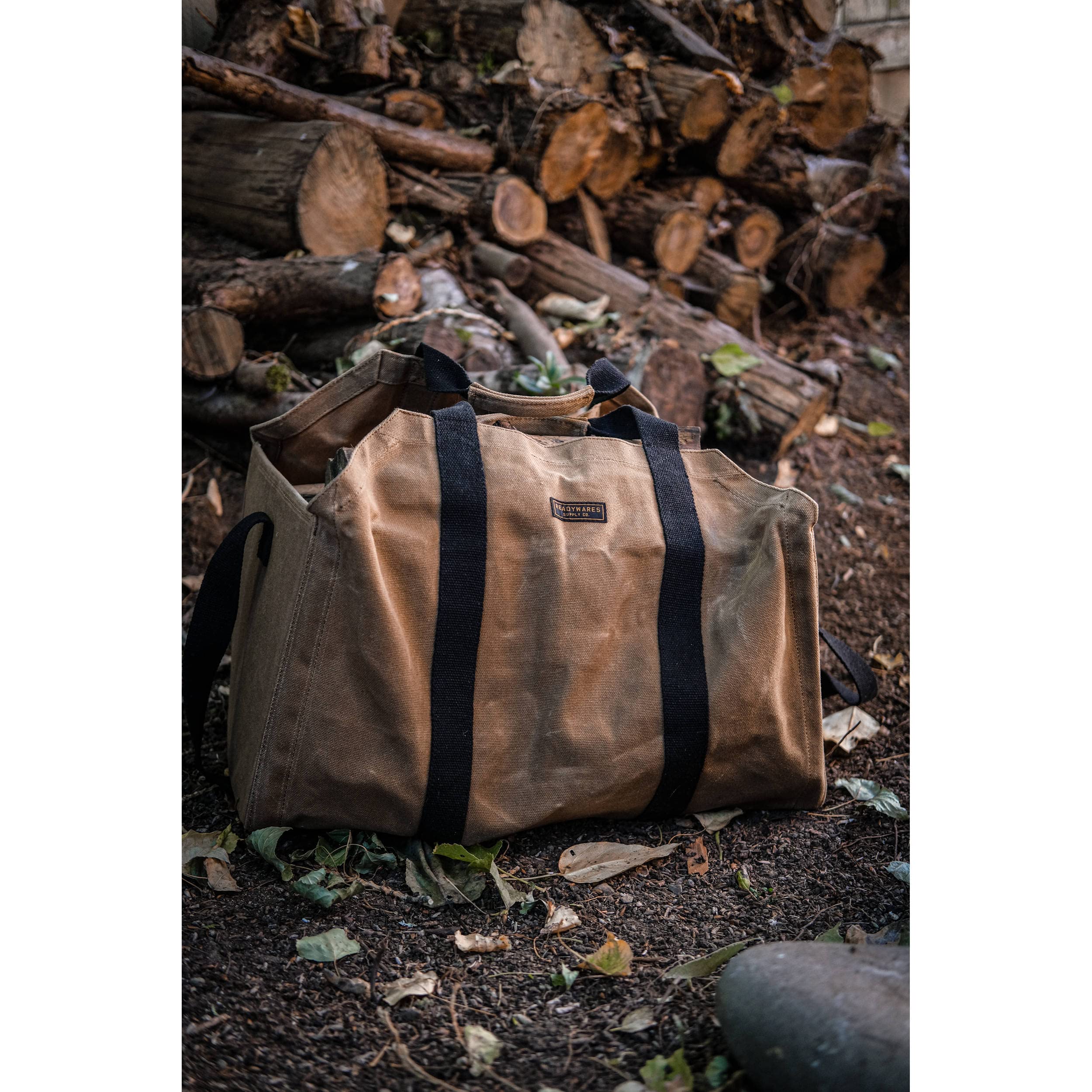 Readywares Firewood Bag, Wood Stove Storage, Easy Carrying Shoulder Strap, Extra Large Xl Design Tan