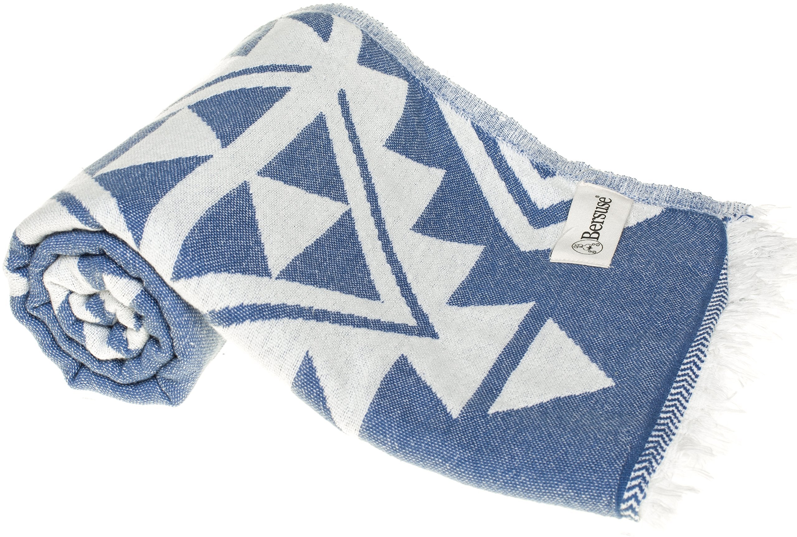 Bersuse 100% Cotton Yucatan Turkish Towel Beach Towel Bath Towel Dual Layer Peshtemal Beach Blanket Beach Essentials - 39X71 Inc