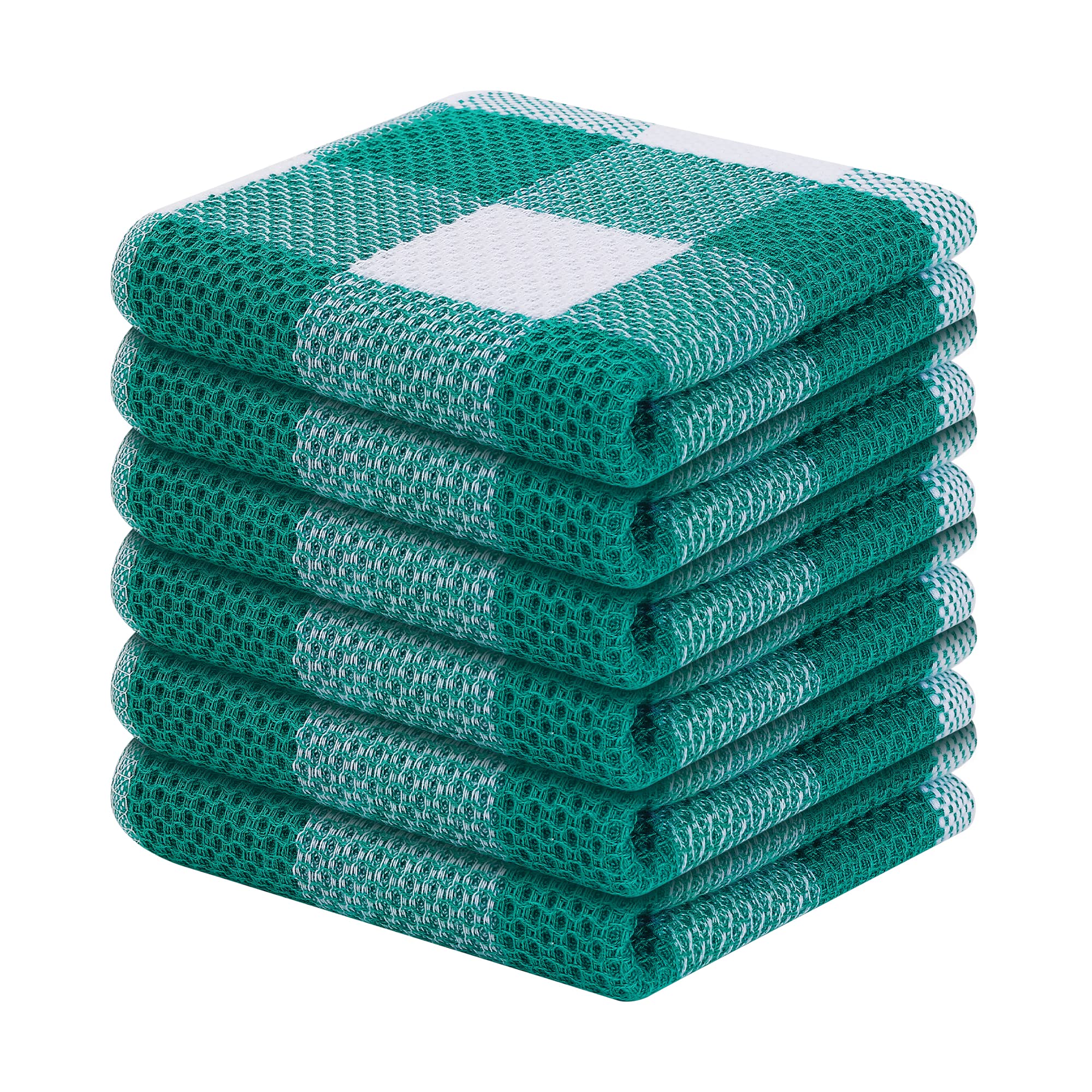 Homaxy 100% Cotton Waffle Weave Check Plaid Dish Cloths, 12 X 12 Inches, Super Soft And Absorbent Dish Towels Quick Drying Dish