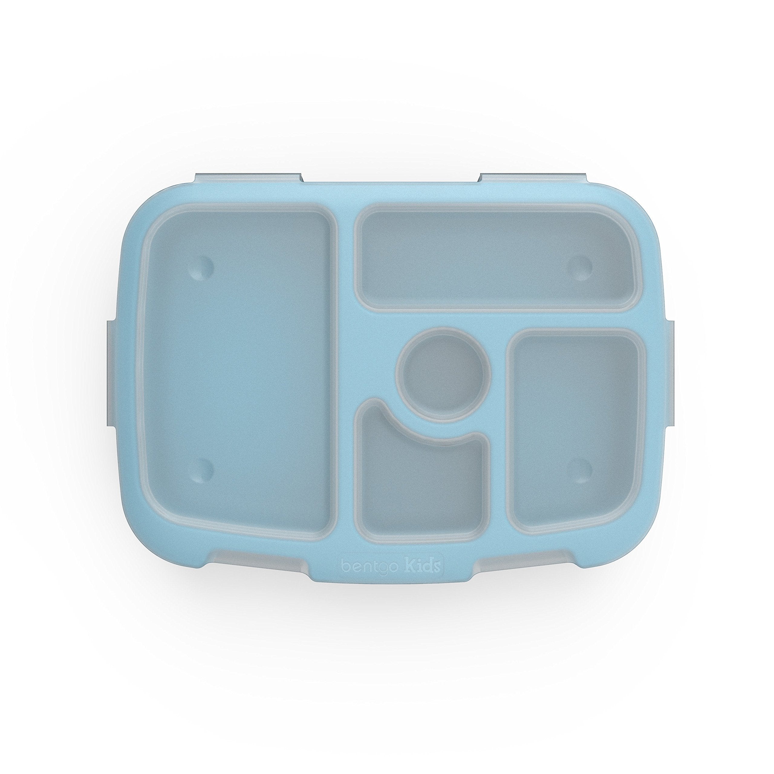 Bentgo Kids Brights Tray (Turquoise) With Transparent Cover - Reusable, Bpa-Free, 5-Compartment Meal Prep Container With Built-I