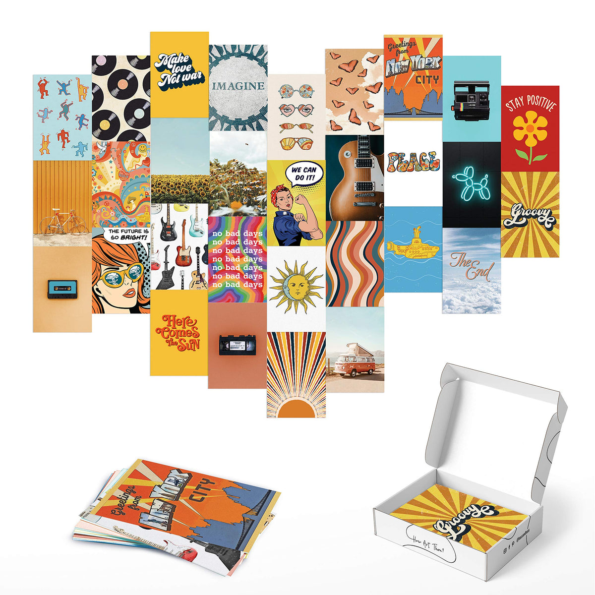 Haus And Hues Aesthetic Wall Collage Kit For Teens - Hippie Posters And Aesthetic Pictures For Wall Collage | Photo Wall Collage