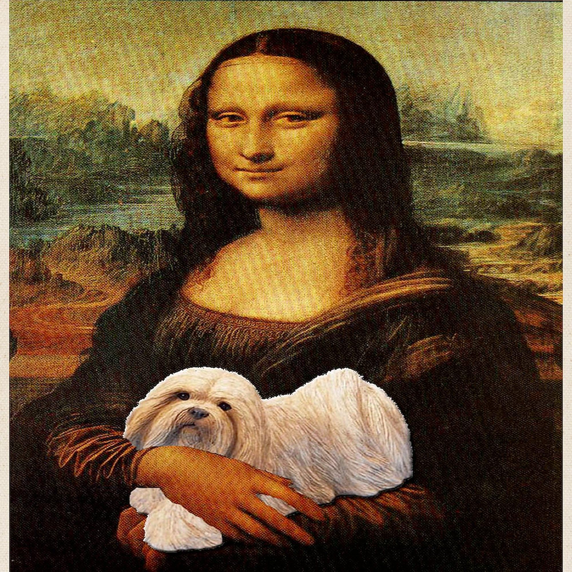 Cafepress Mona Lisa Lhasa! Tote Bag Natural Canvas Tote Bag, Reusable Shopping Bag