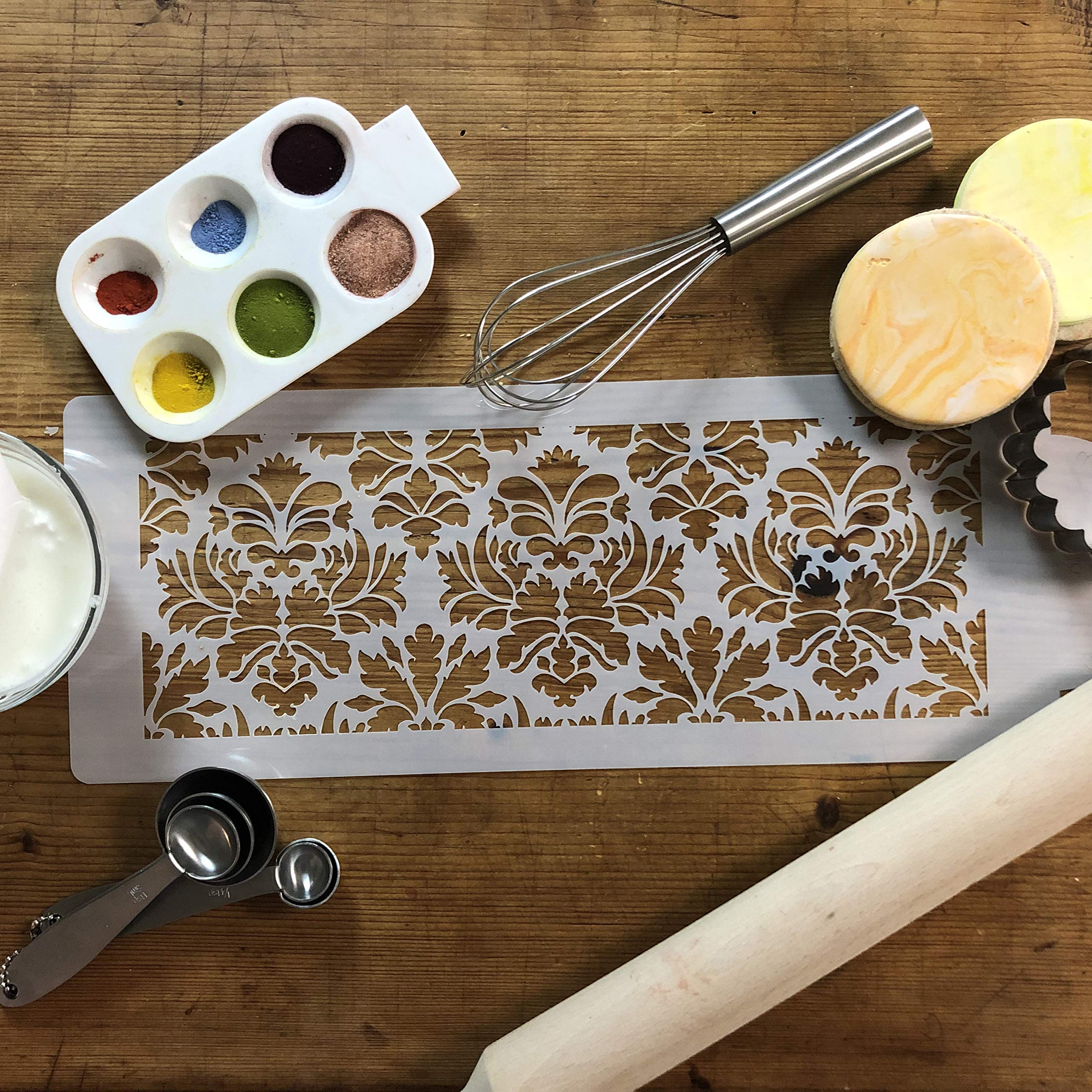 Designer Stencils Damask Cake Stencil Side (4.5''H X 12.5''W)