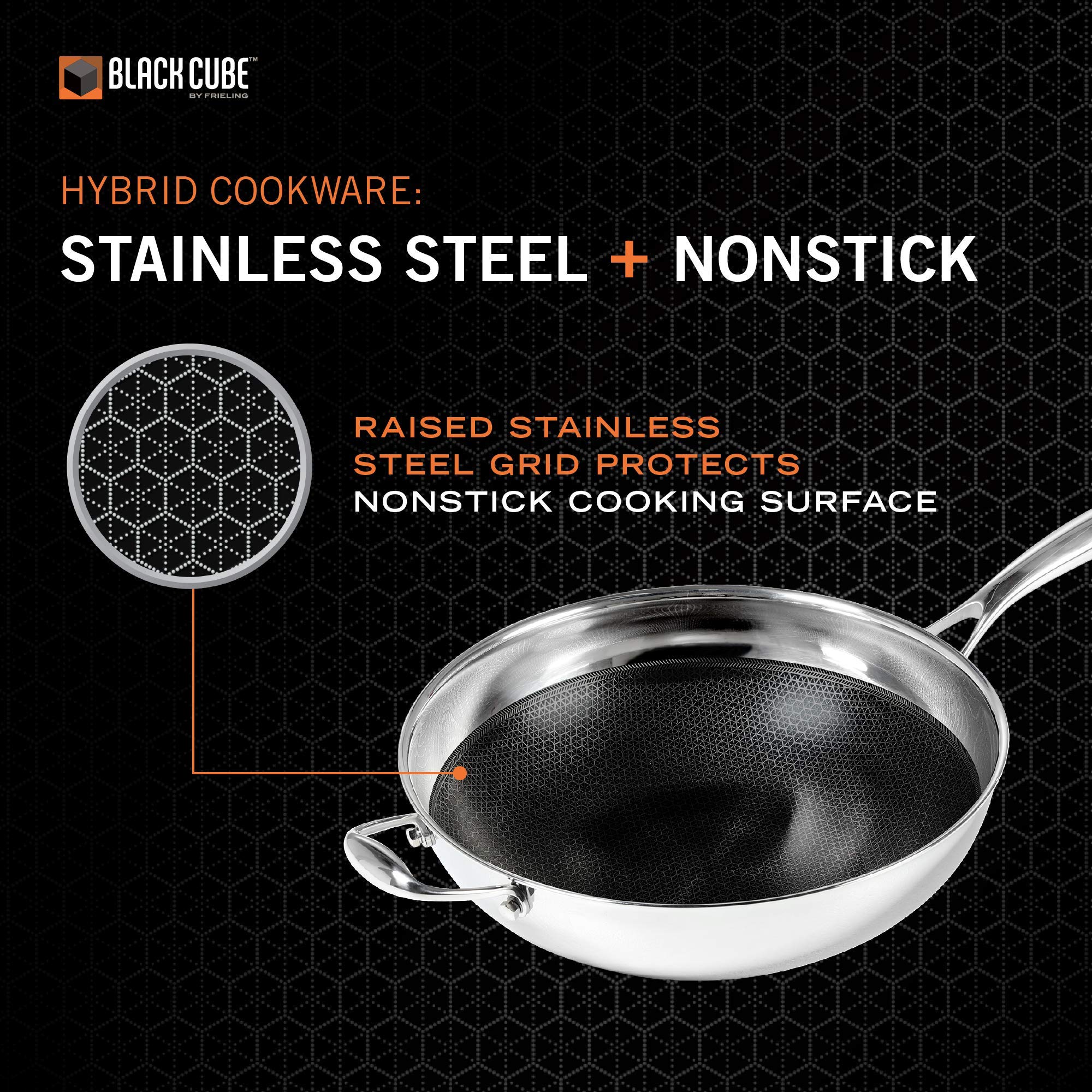 Black Cube Quick Release Cookware Wok With Helper Handle, 12.5-Inch/2.5 Quart