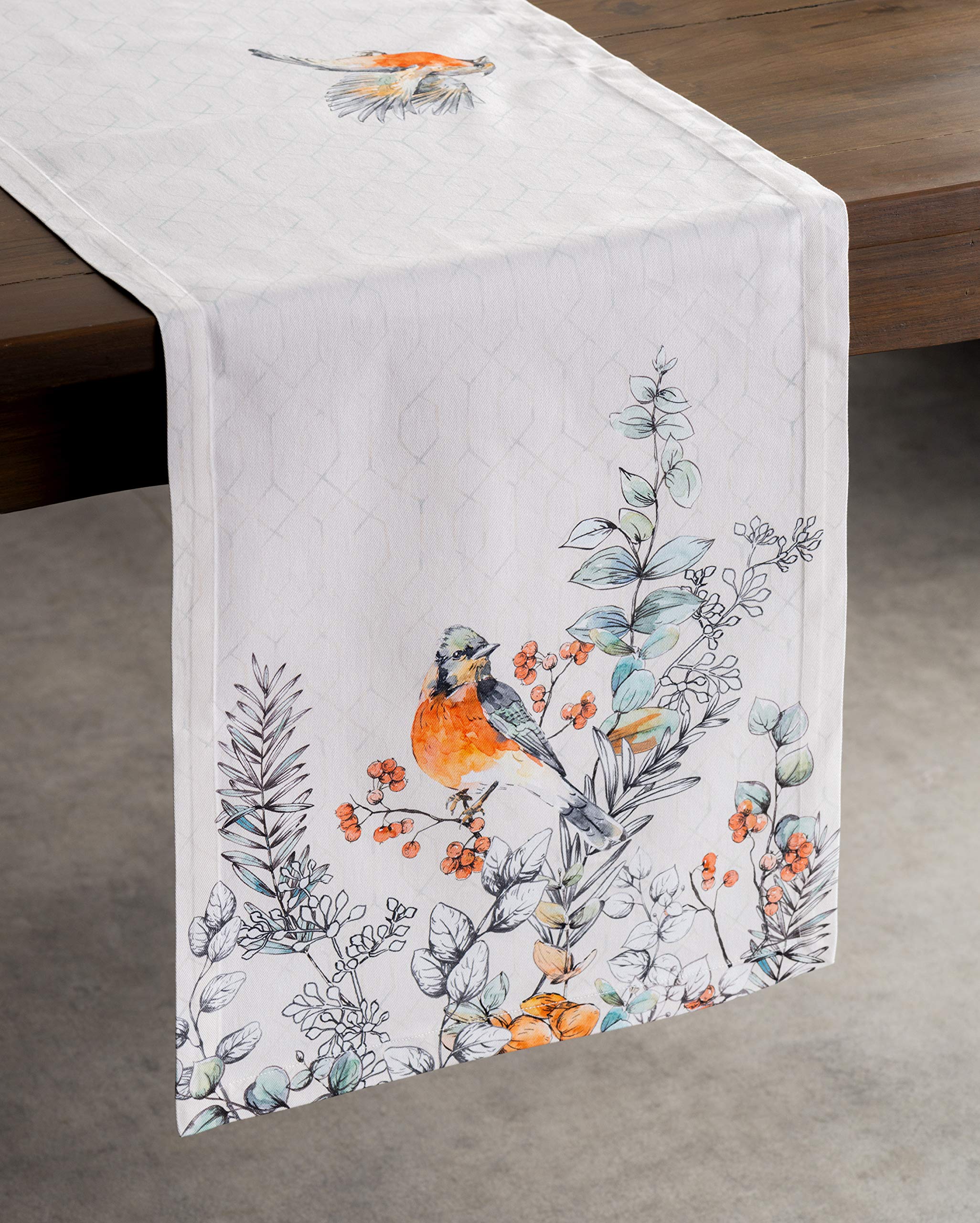 Maison D' Hermine Tablerunner 100% Cotton 14.50Inch X 48Inch Decorative Table Runner, Dining, Buffet, Whitish Shabby Chique (Sin
