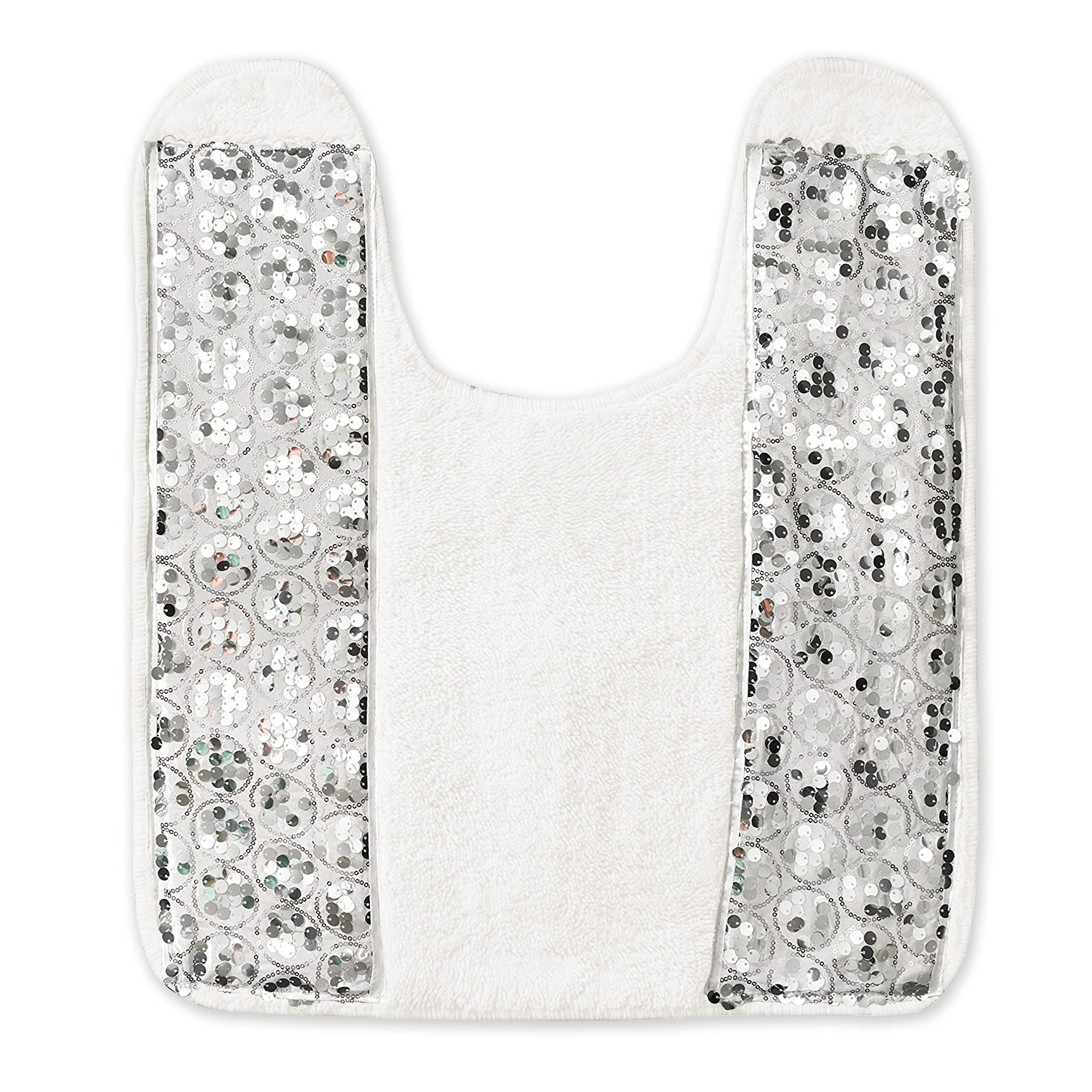 Zahari Home Sinatra Bath Rug Contour Contemporary Decorative Beautiful Design Size 24'' X 21'', White