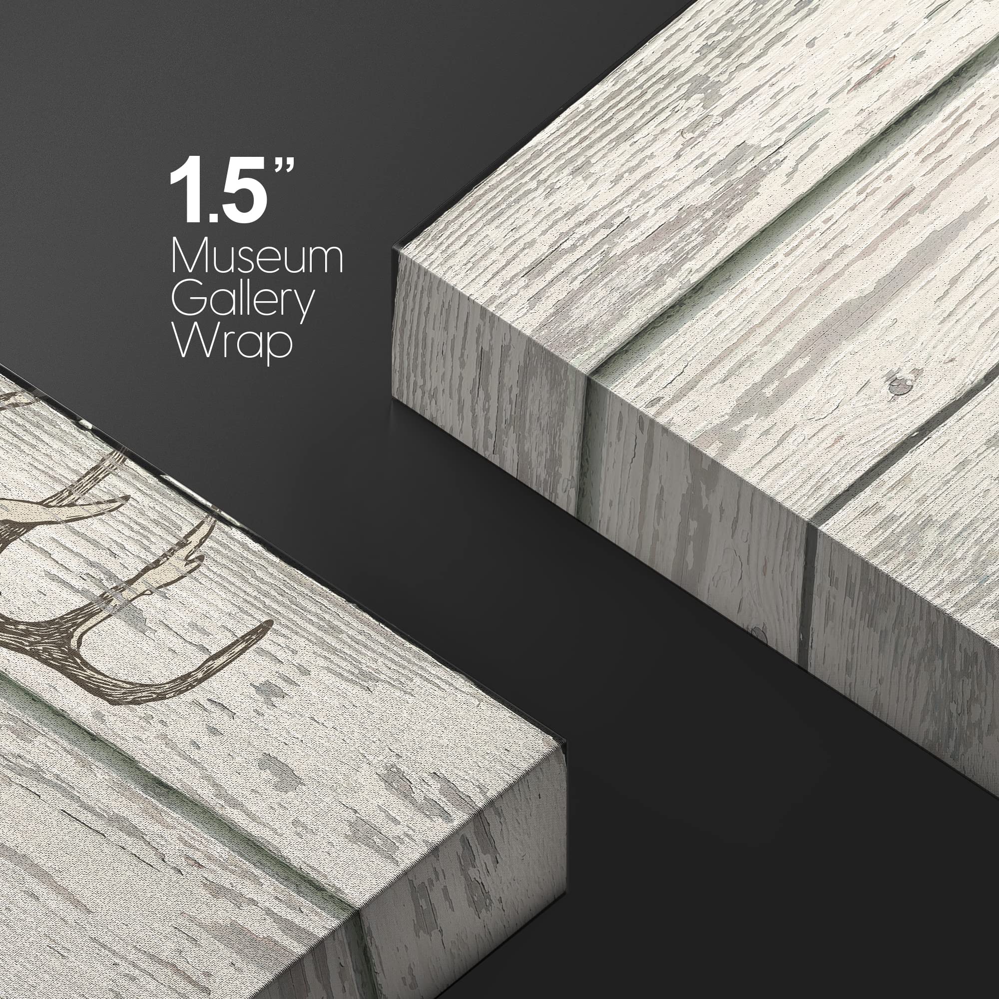 Wall26 - Illustration Of A Deer'S Upper Body On A Rustic Wooden Background - Canvas Art Home Art - 16X24 Inches