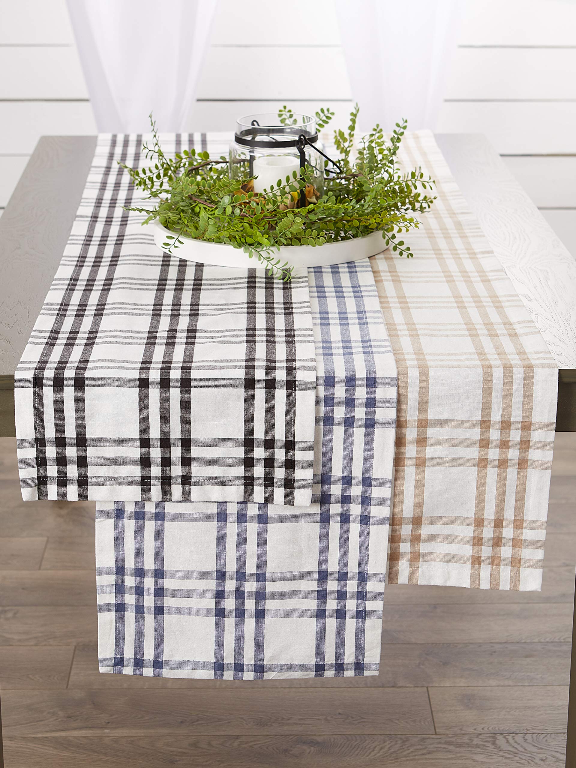 Dii Home Sweet Farmhouse Plaid Tabletop Collection, Table Runner, 14X72, Black